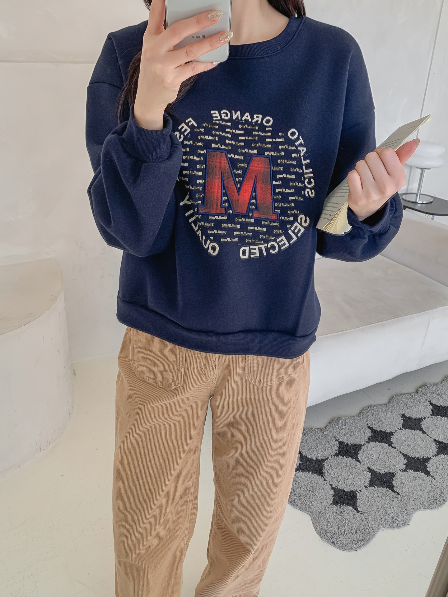 裏起毛ラウンドネックパッチ長袖チェックスウェット | 詳細画像31