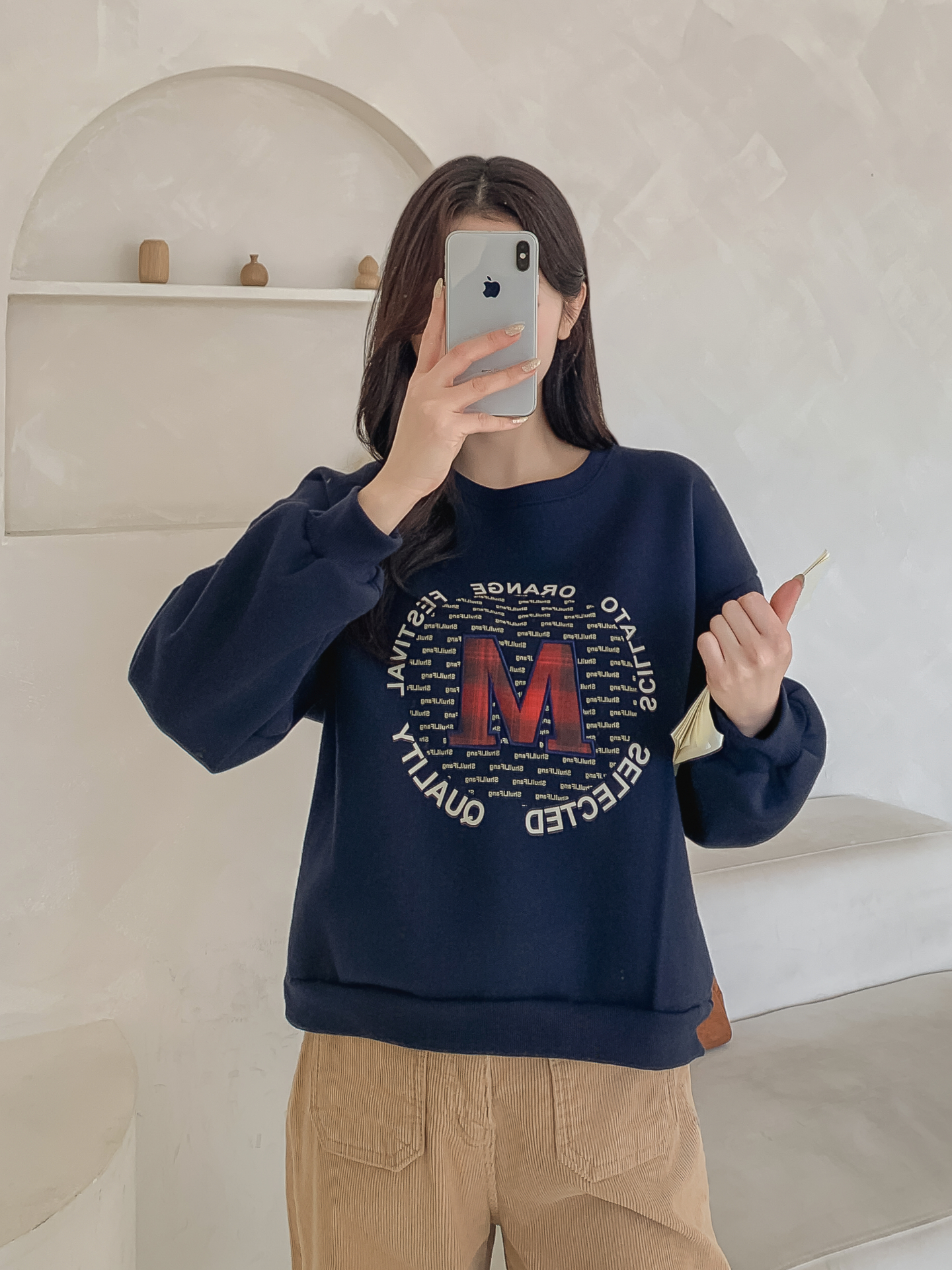 裏起毛ラウンドネックパッチ長袖チェックスウェット | 詳細画像32