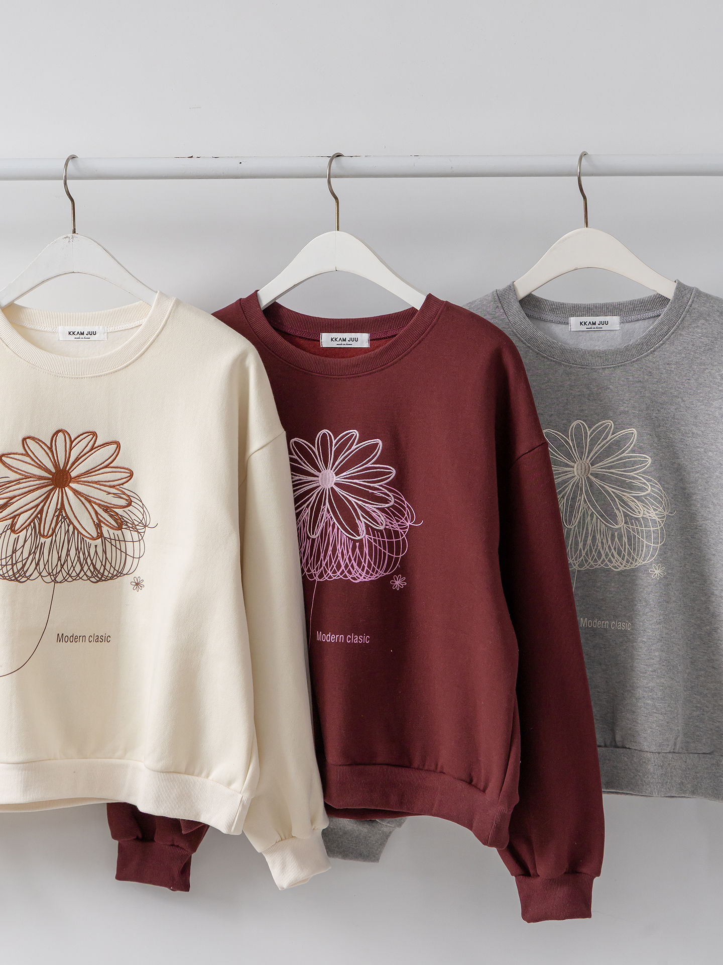 裏起毛ラウンドネック長袖刺繍スウェット | 詳細画像3