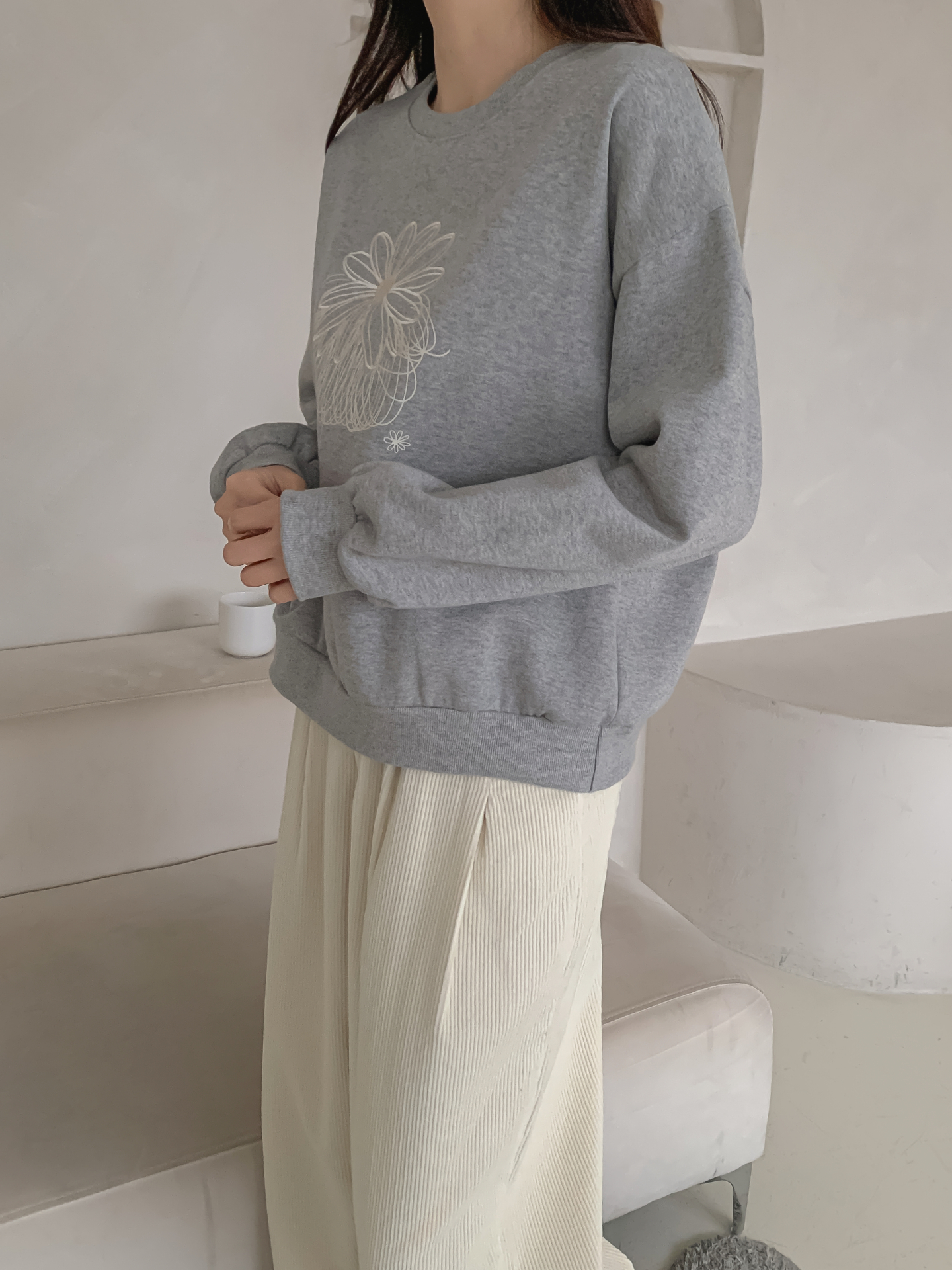 裏起毛ラウンドネック長袖刺繍スウェット | 詳細画像6