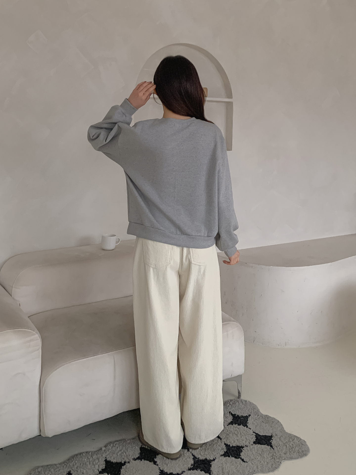 裏起毛ラウンドネック長袖刺繍スウェット | 詳細画像7