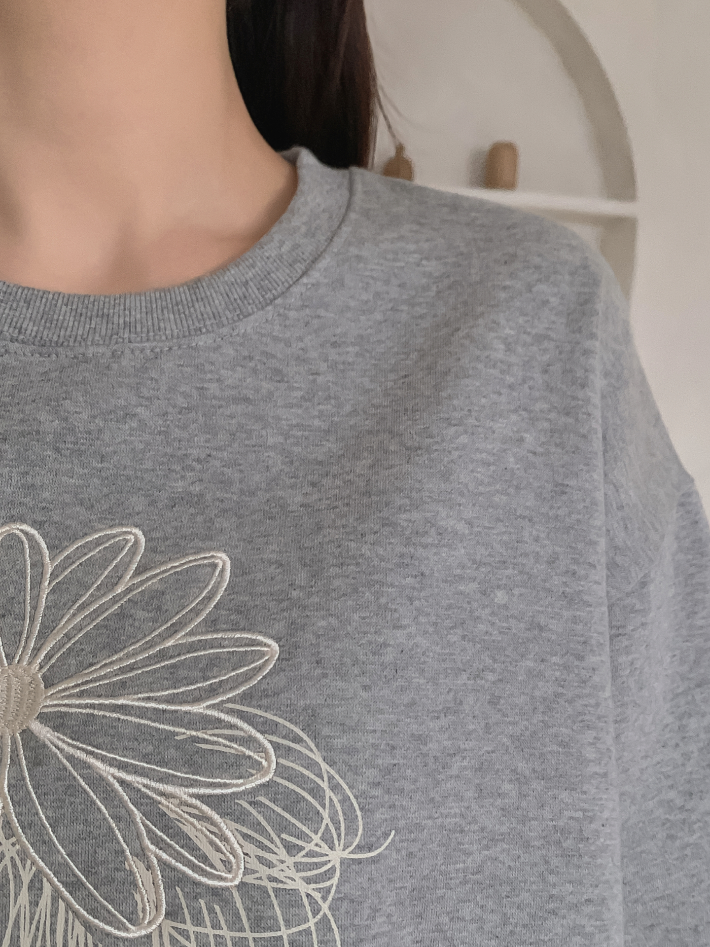 裏起毛ラウンドネック長袖刺繍スウェット | 詳細画像8