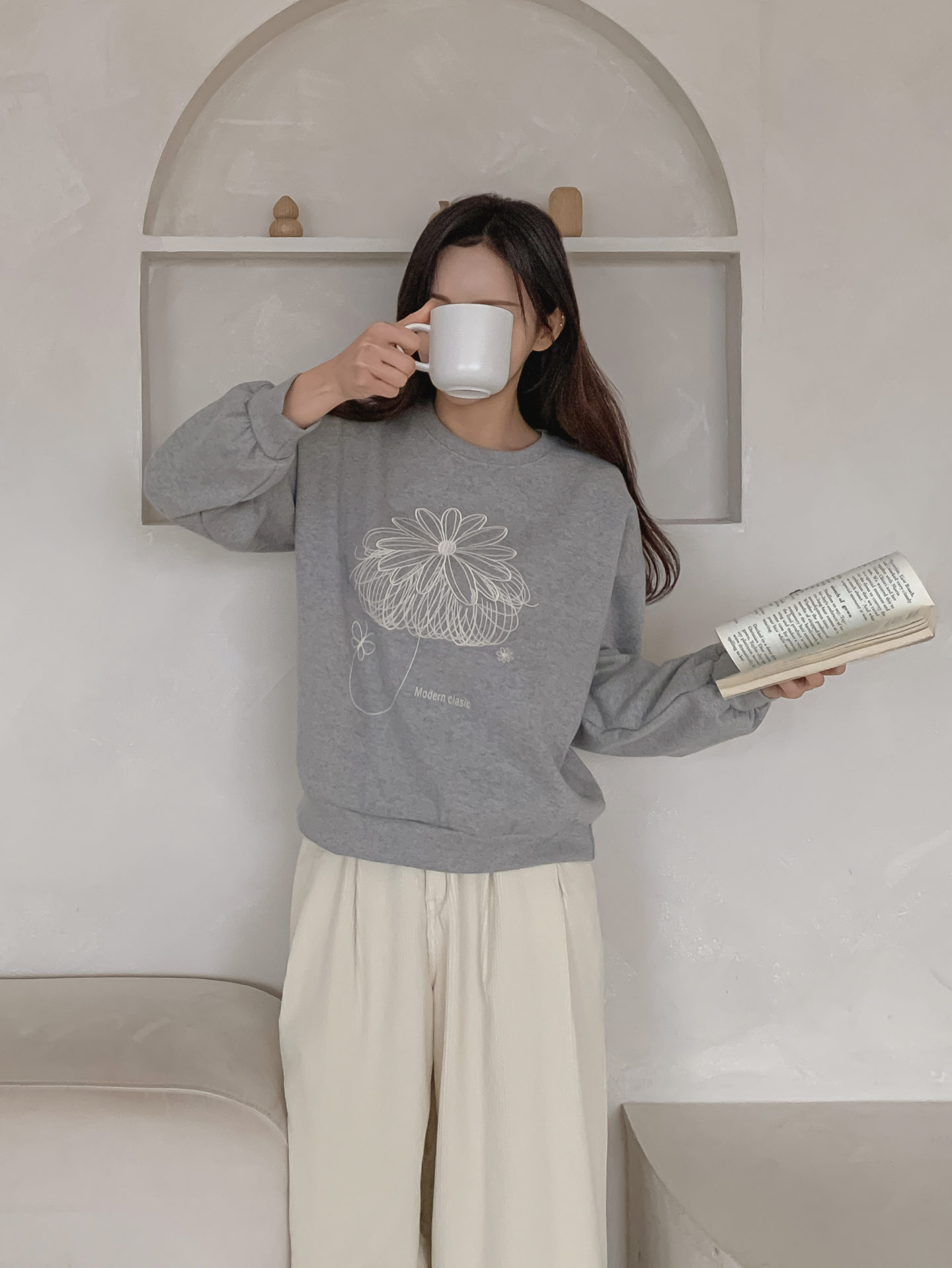 裏起毛ラウンドネック長袖刺繍スウェット | 詳細画像13