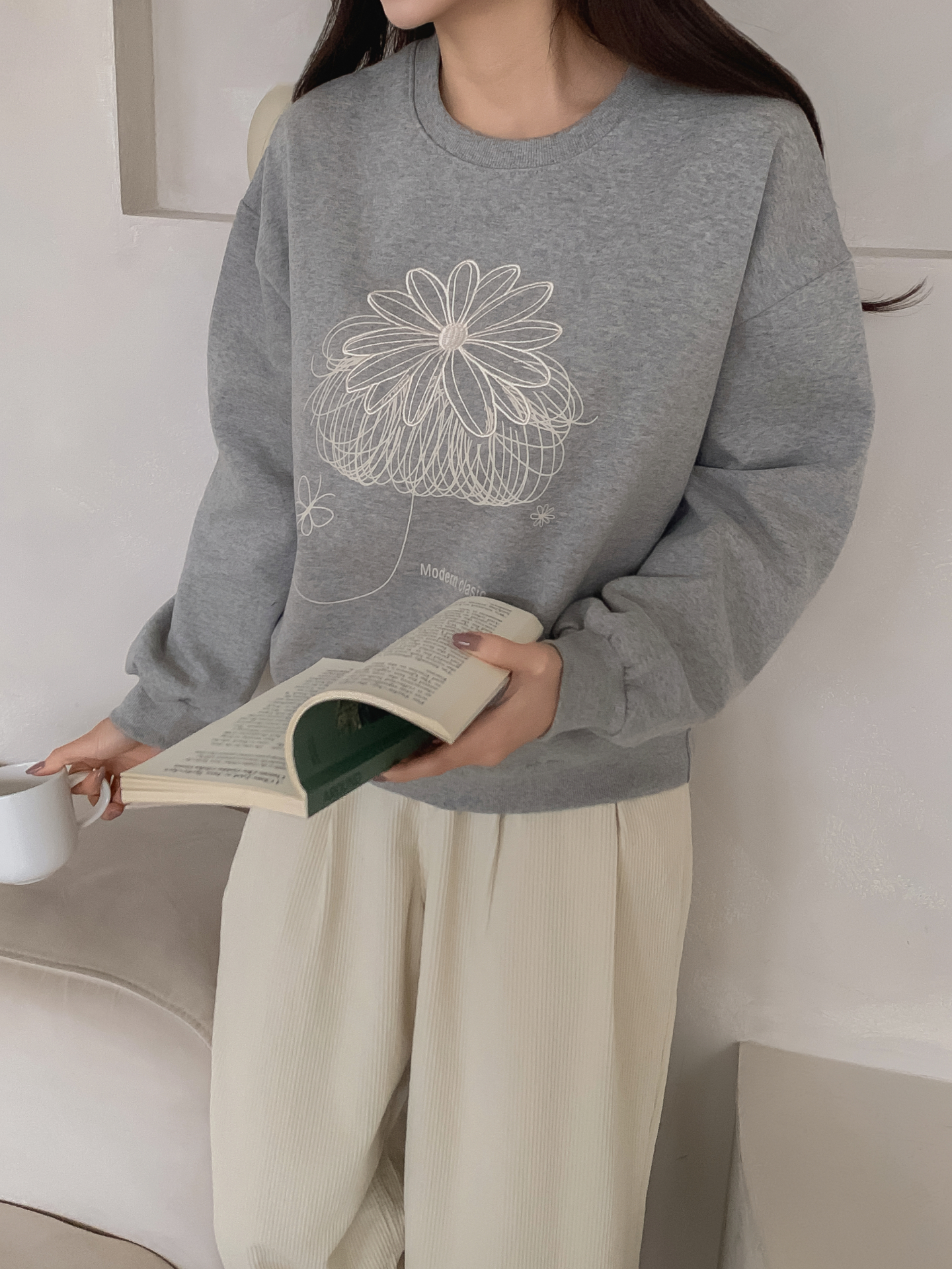 裏起毛ラウンドネック長袖刺繍スウェット | 詳細画像14