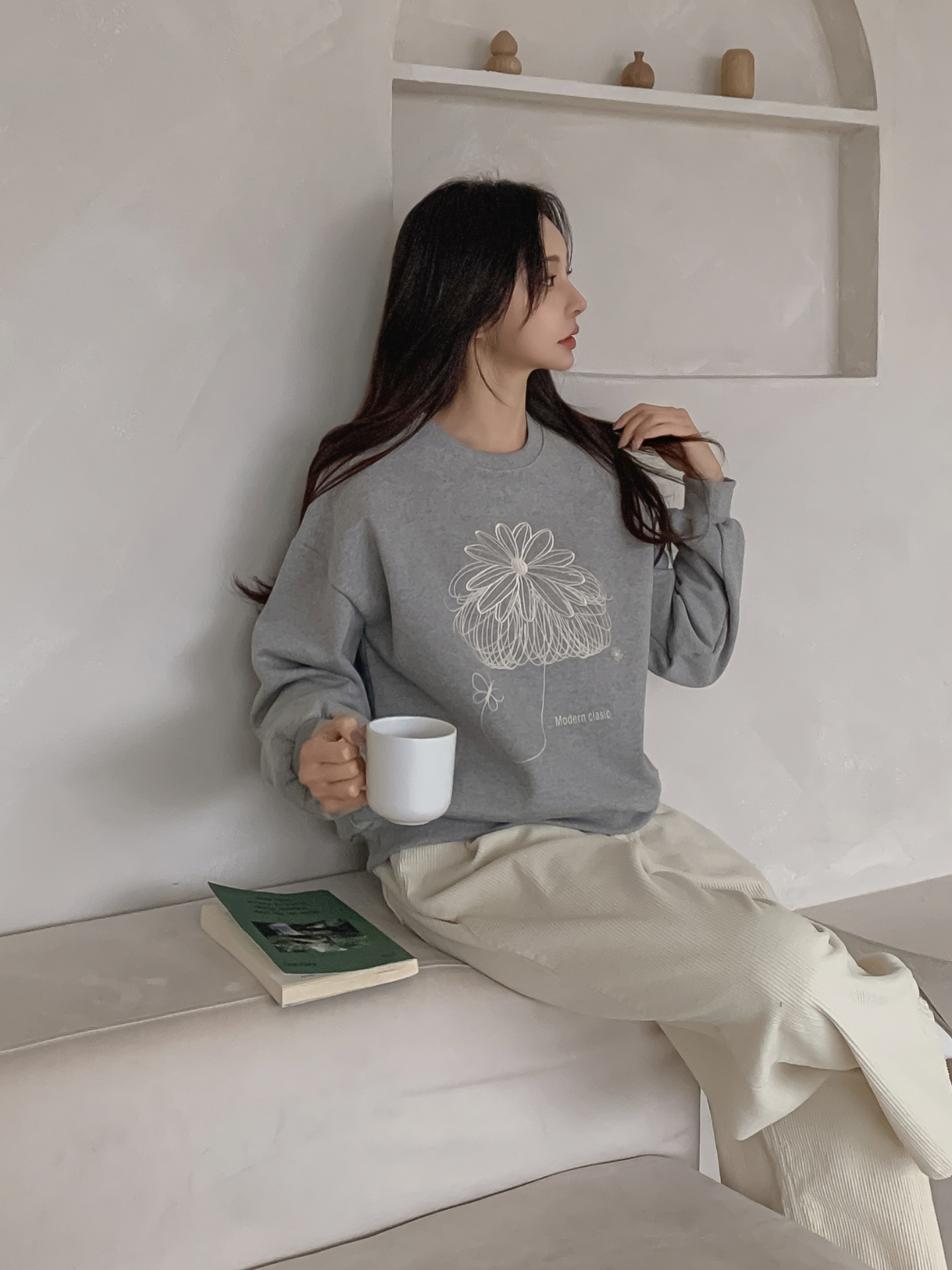 裏起毛ラウンドネック長袖刺繍スウェット | 詳細画像15