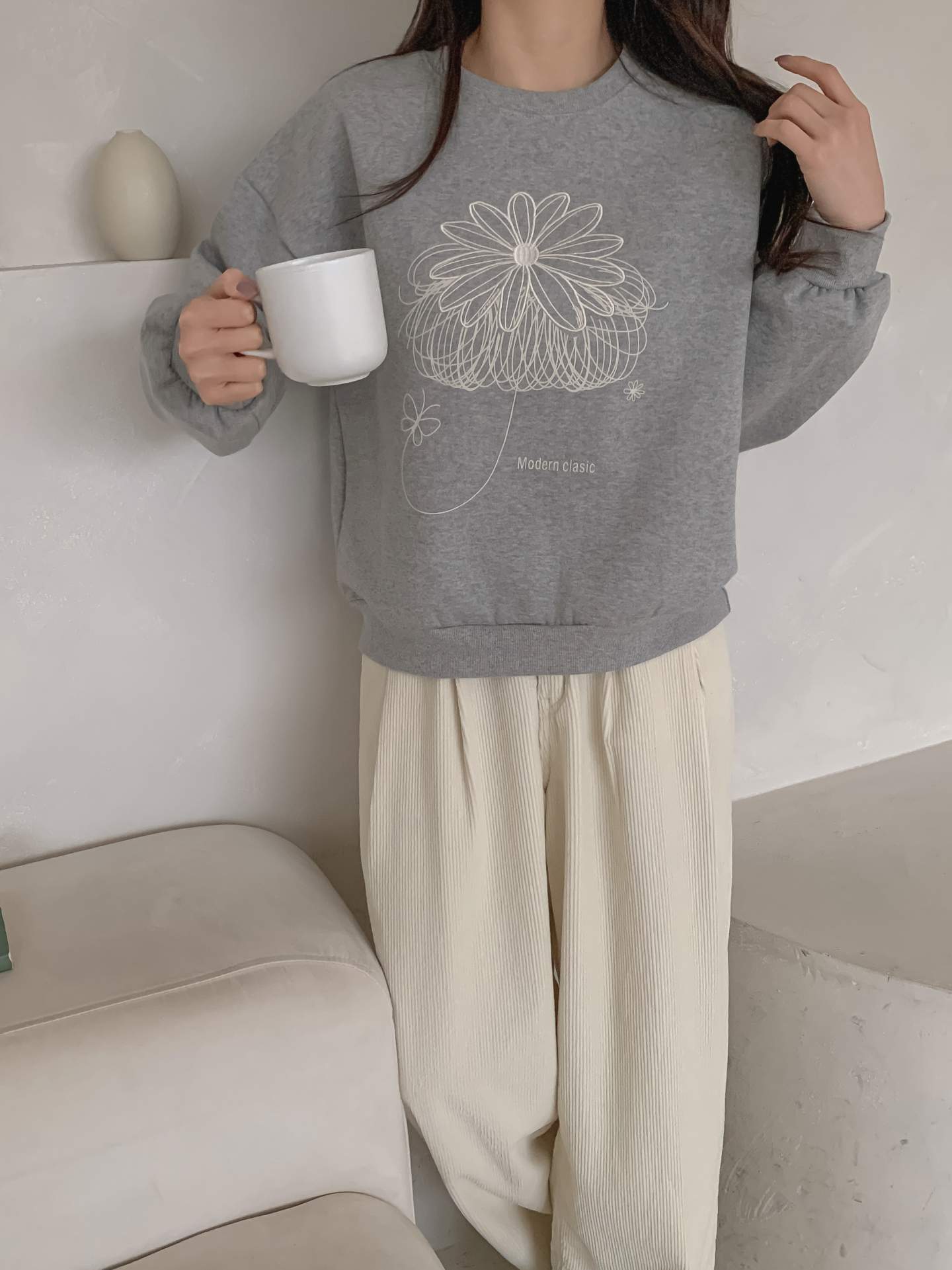 裏起毛ラウンドネック長袖刺繍スウェット | 詳細画像16