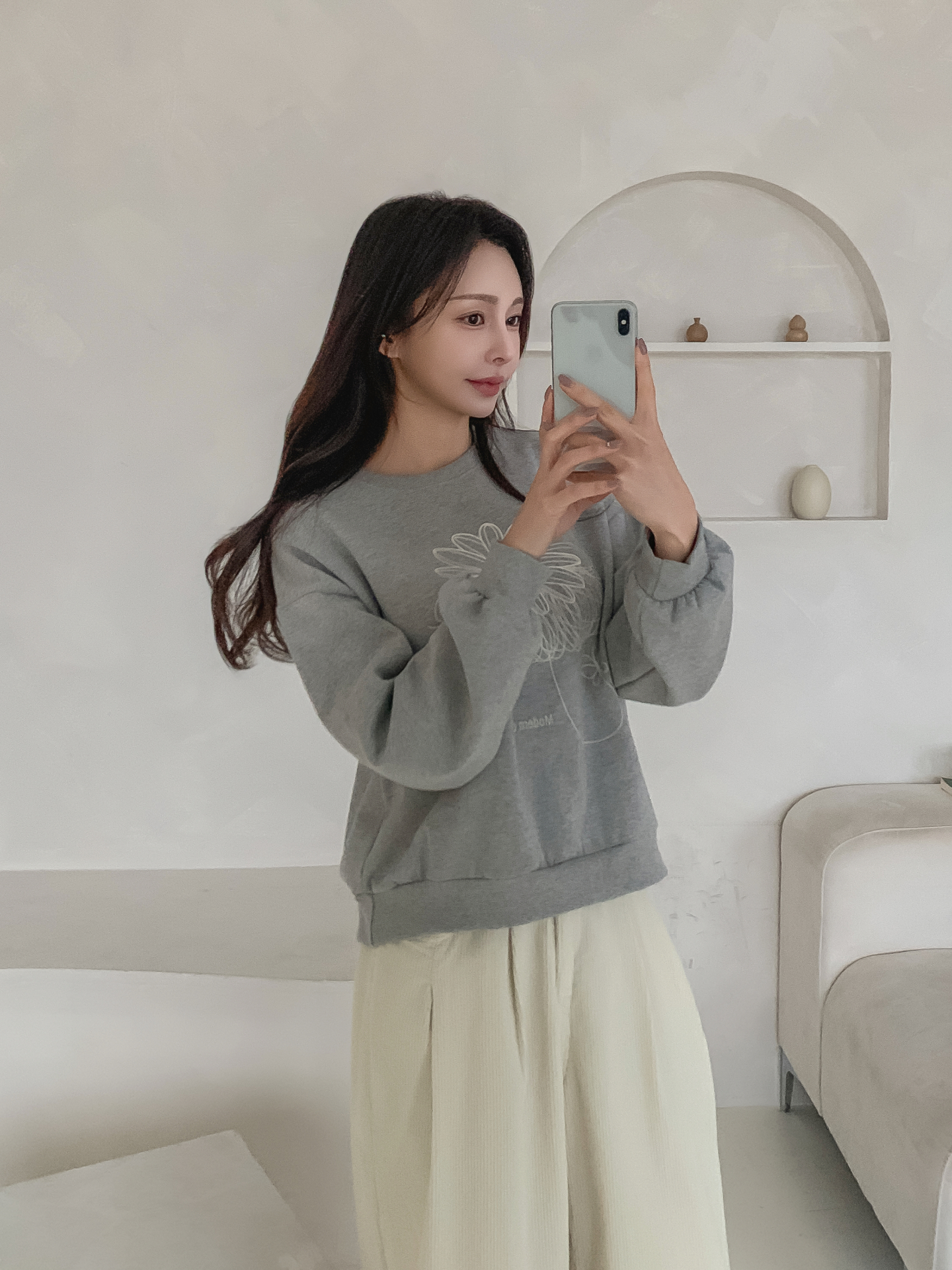 裏起毛ラウンドネック長袖刺繍スウェット | 詳細画像17