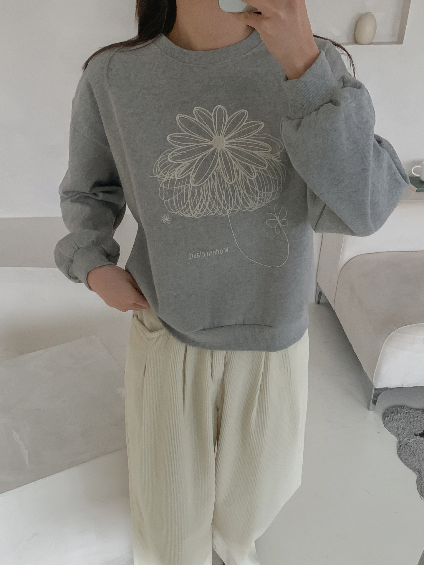 裏起毛ラウンドネック長袖刺繍スウェット | 詳細画像18