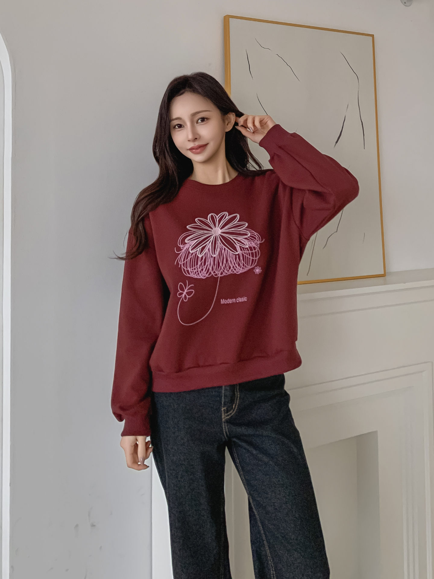 裏起毛ラウンドネック長袖刺繍スウェット | 詳細画像19