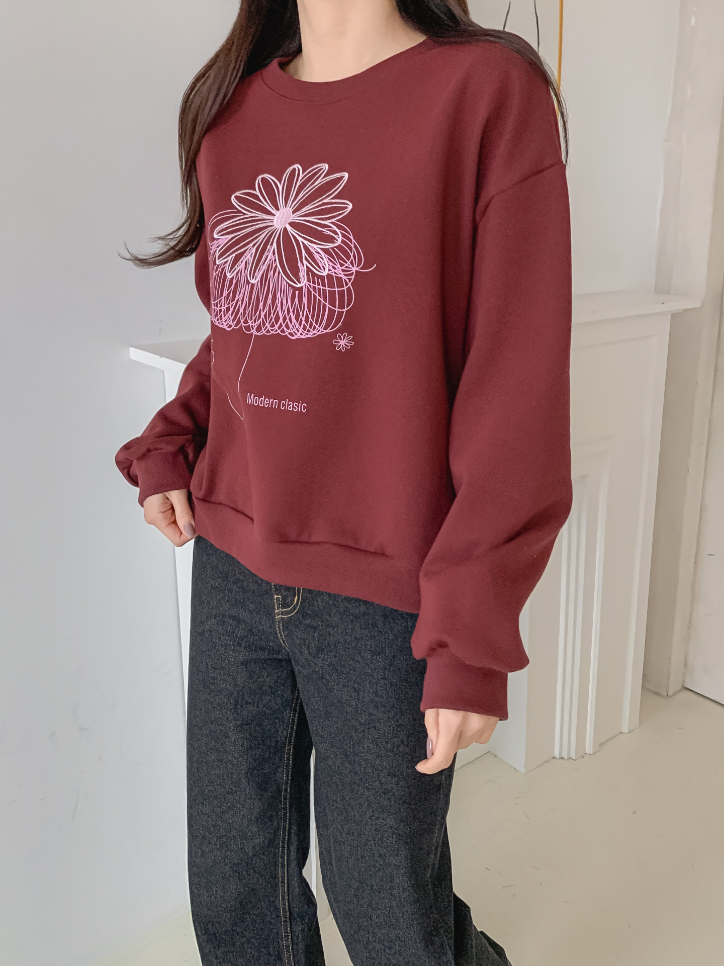 裏起毛ラウンドネック長袖刺繍スウェット | 詳細画像20