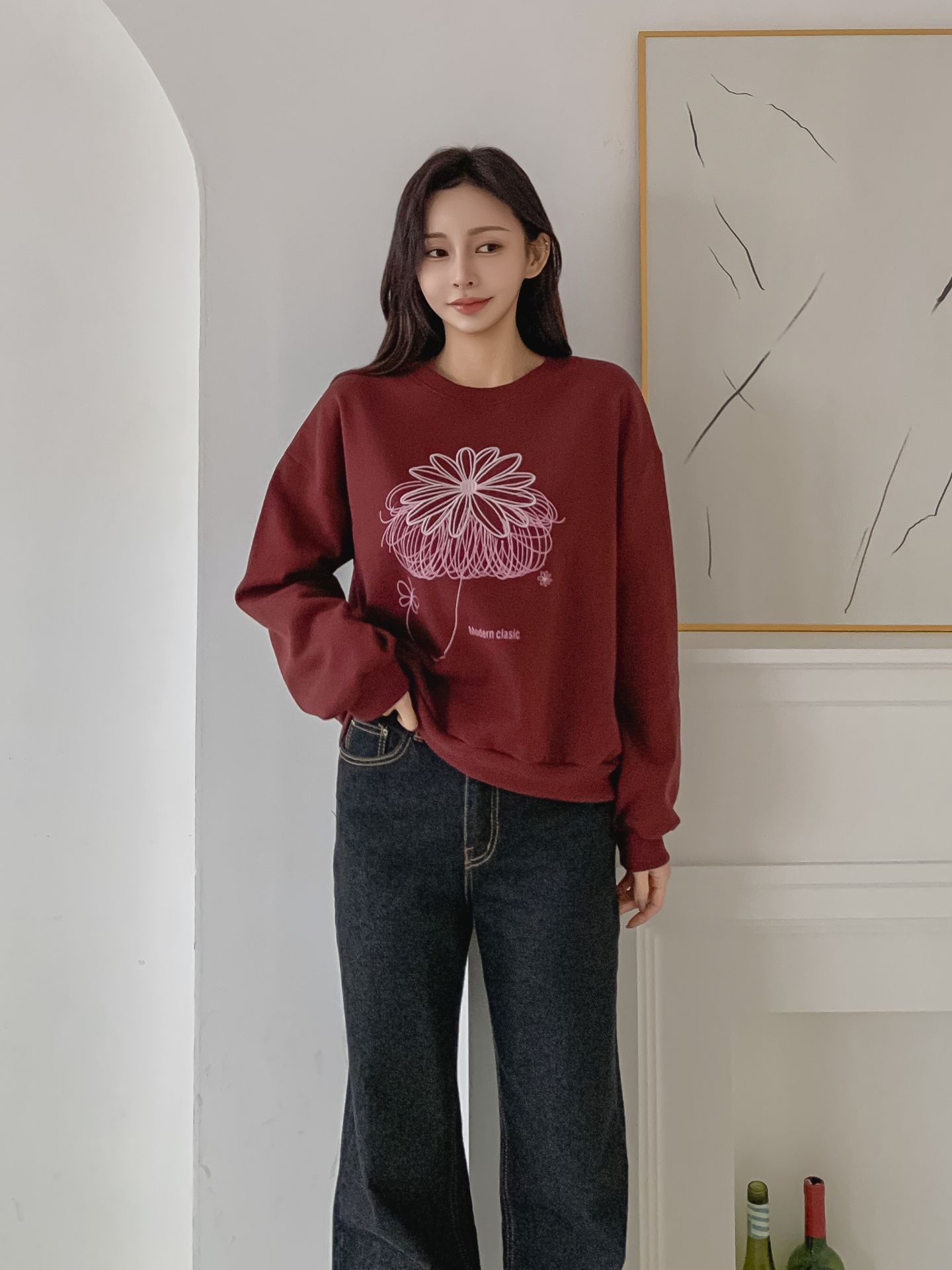 裏起毛ラウンドネック長袖刺繍スウェット | 詳細画像22