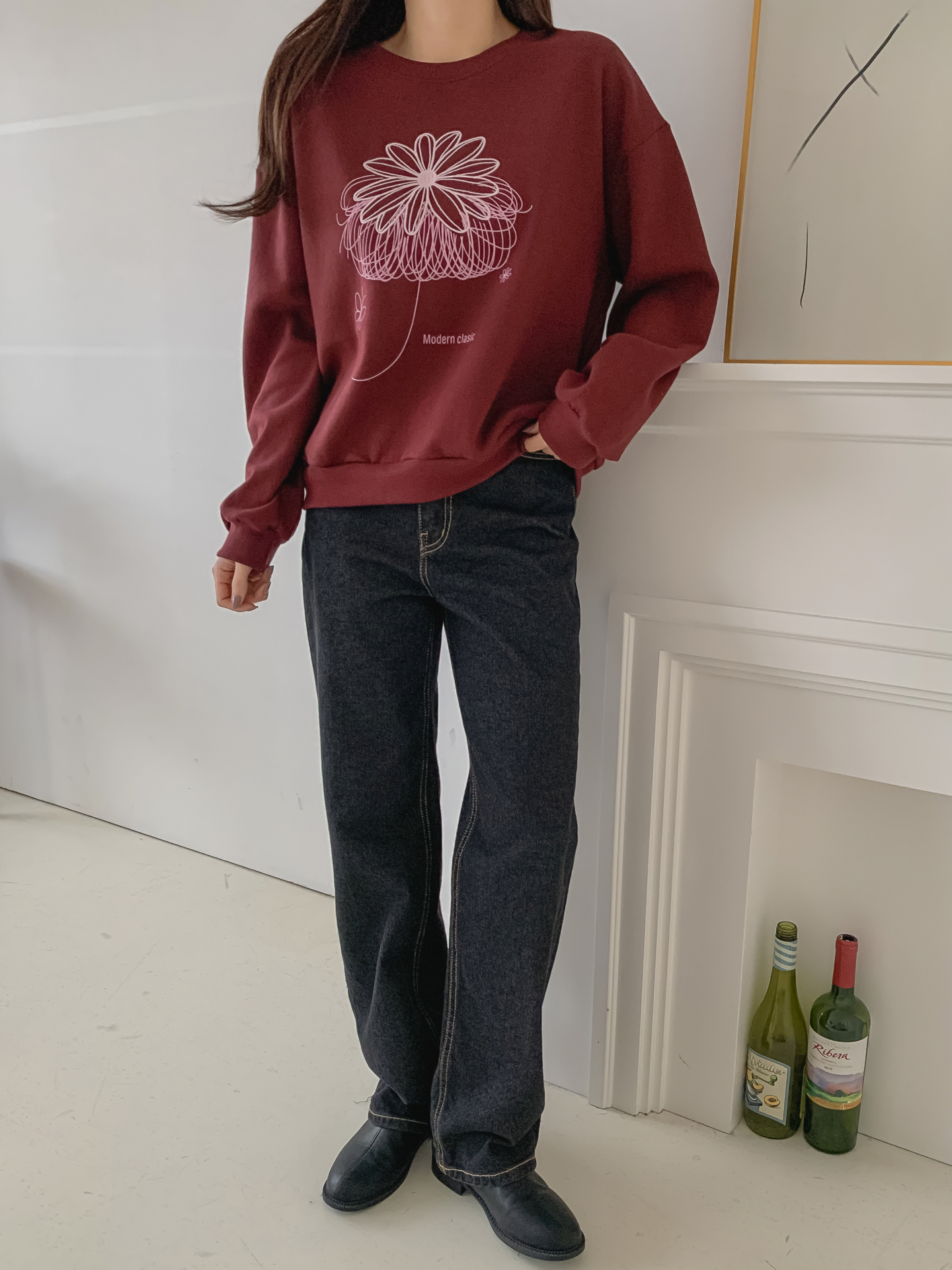 裏起毛ラウンドネック長袖刺繍スウェット | 詳細画像23