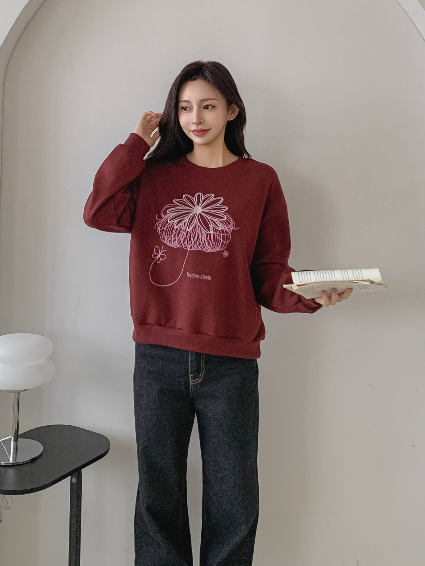 裏起毛ラウンドネック長袖刺繍スウェット | 詳細画像24