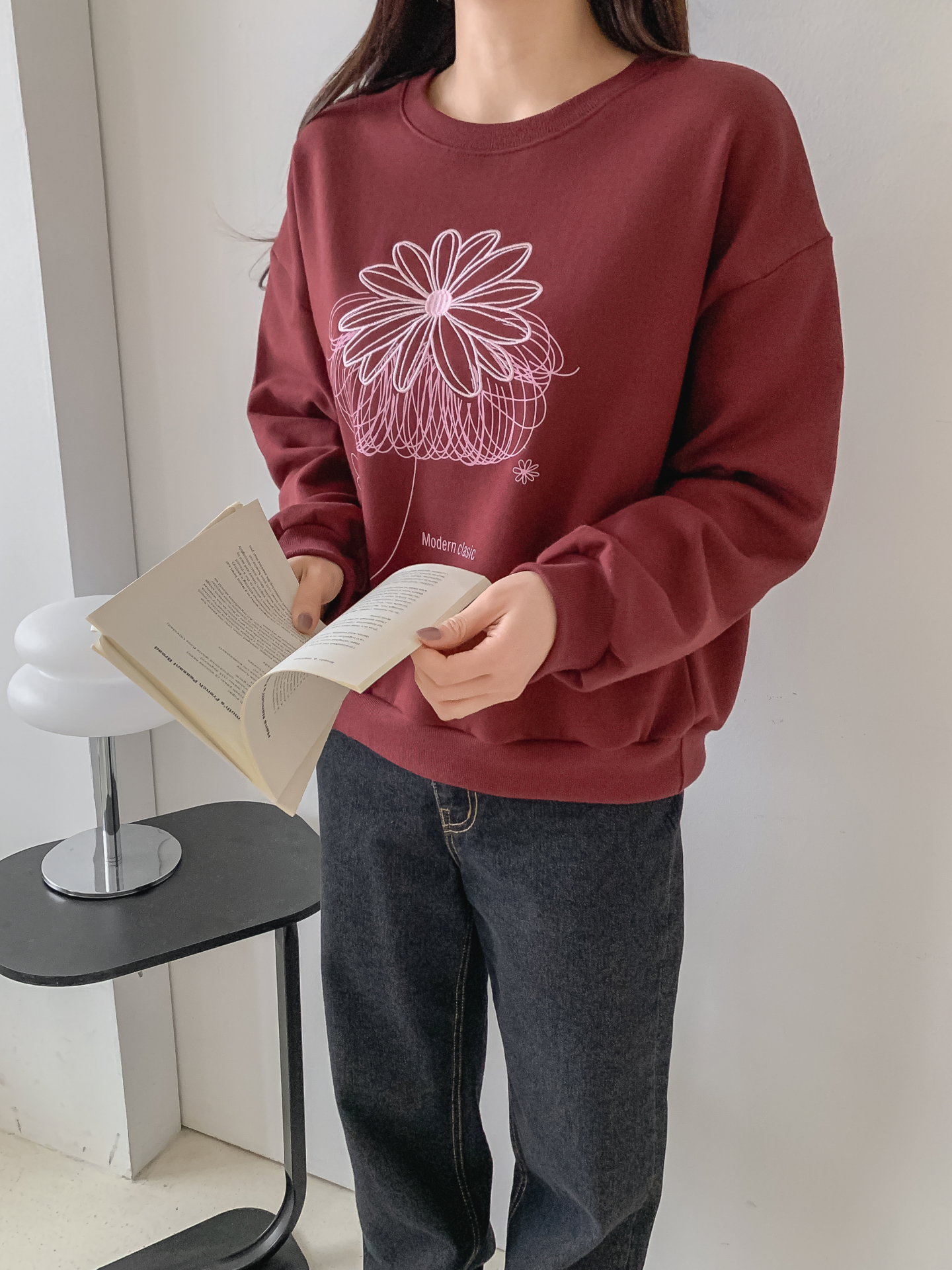 裏起毛ラウンドネック長袖刺繍スウェット | 詳細画像25