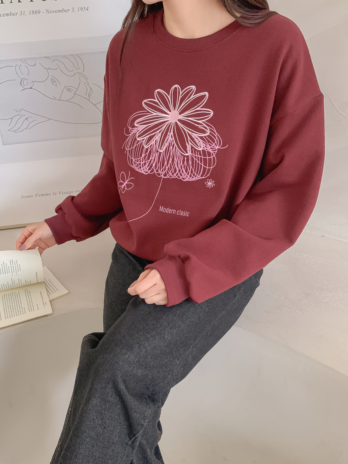 裏起毛ラウンドネック長袖刺繍スウェット | 詳細画像28