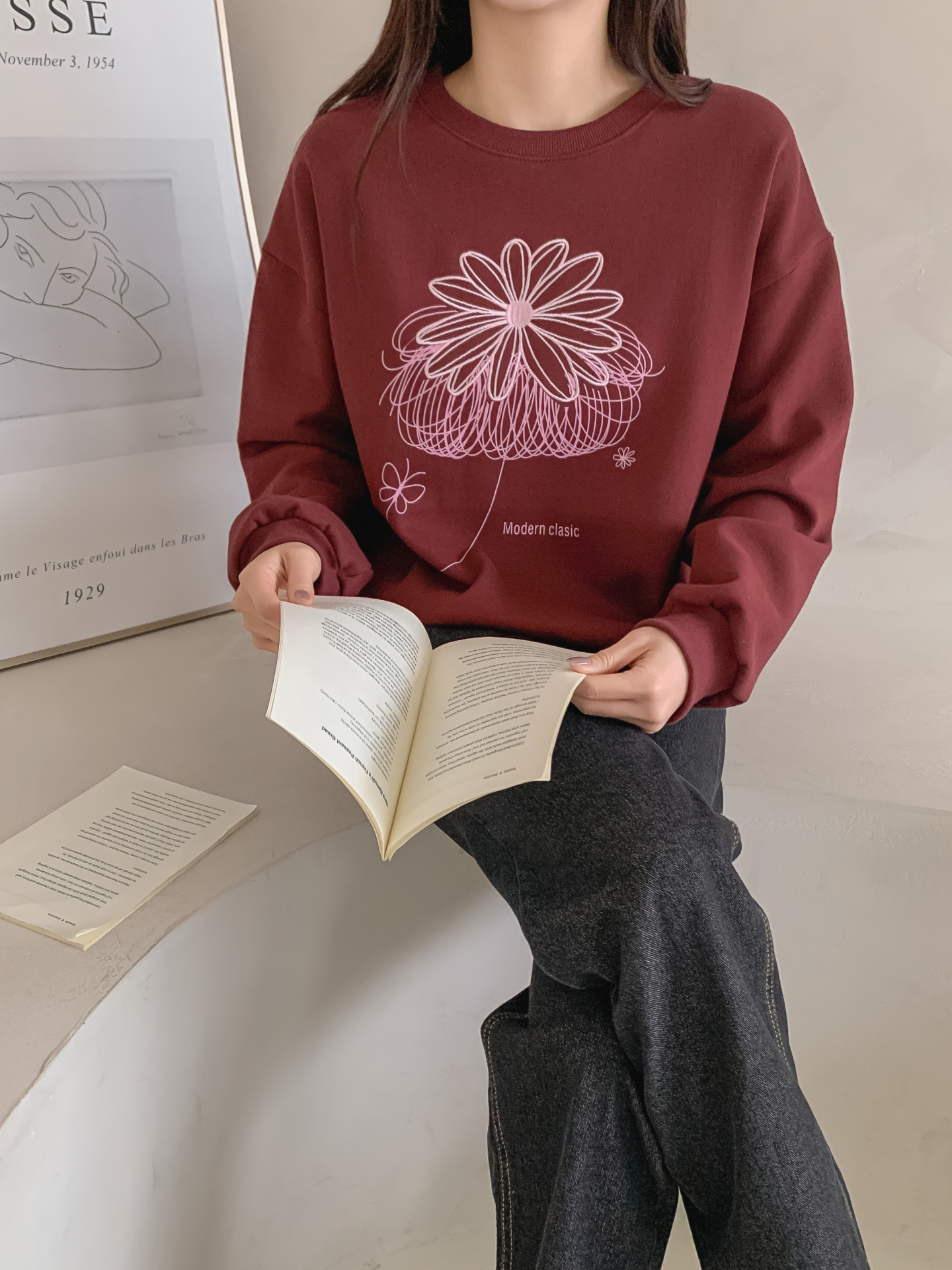 裏起毛ラウンドネック長袖刺繍スウェット | 詳細画像29