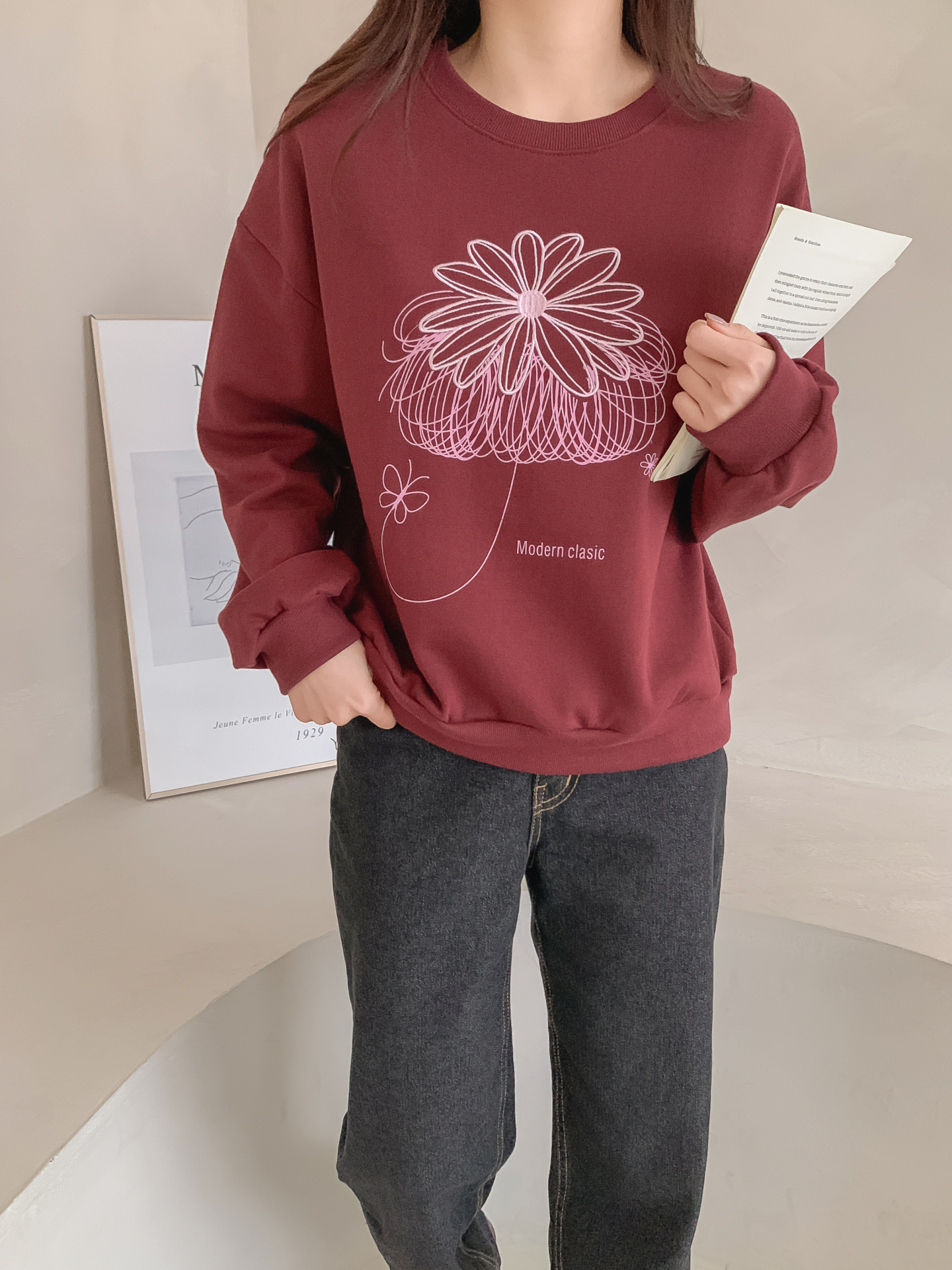 裏起毛ラウンドネック長袖刺繍スウェット | 詳細画像30