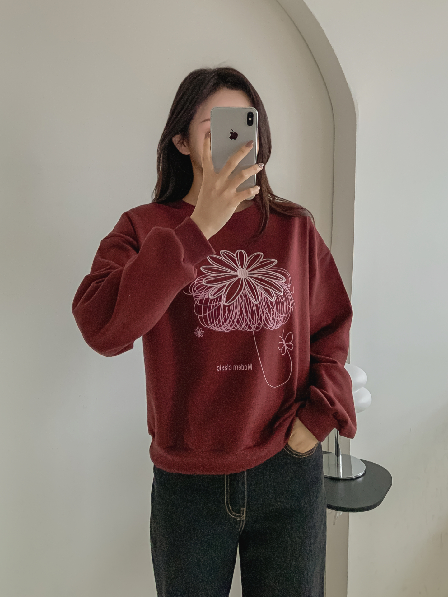 裏起毛ラウンドネック長袖刺繍スウェット | 詳細画像32