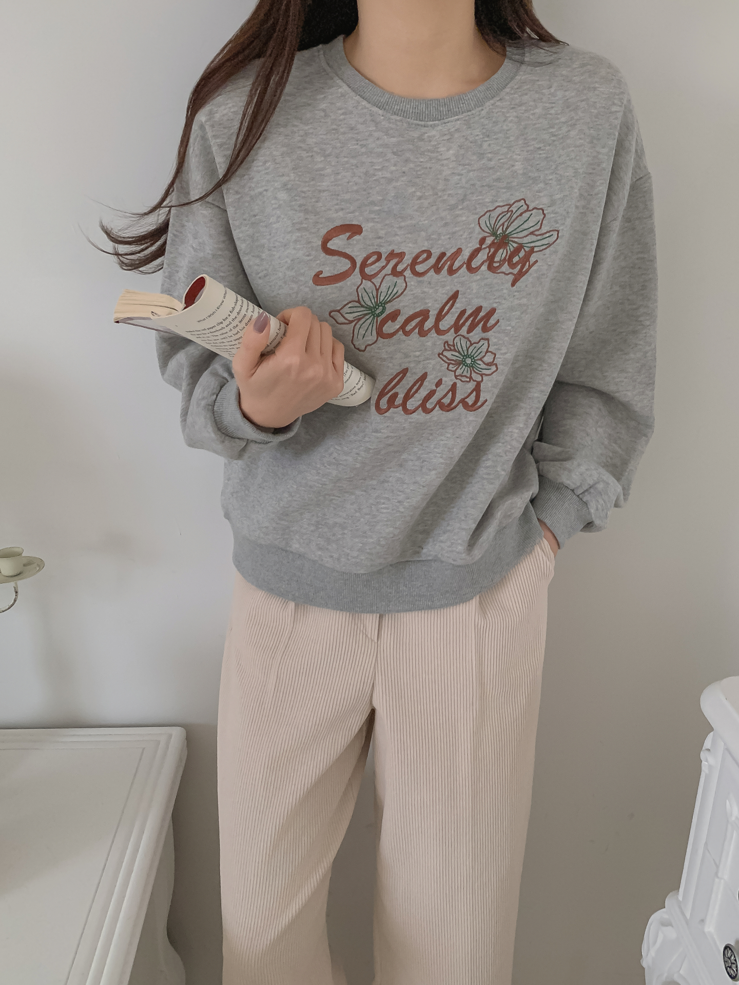 ラウンドネック長袖刺繍スウェット | 詳細画像9