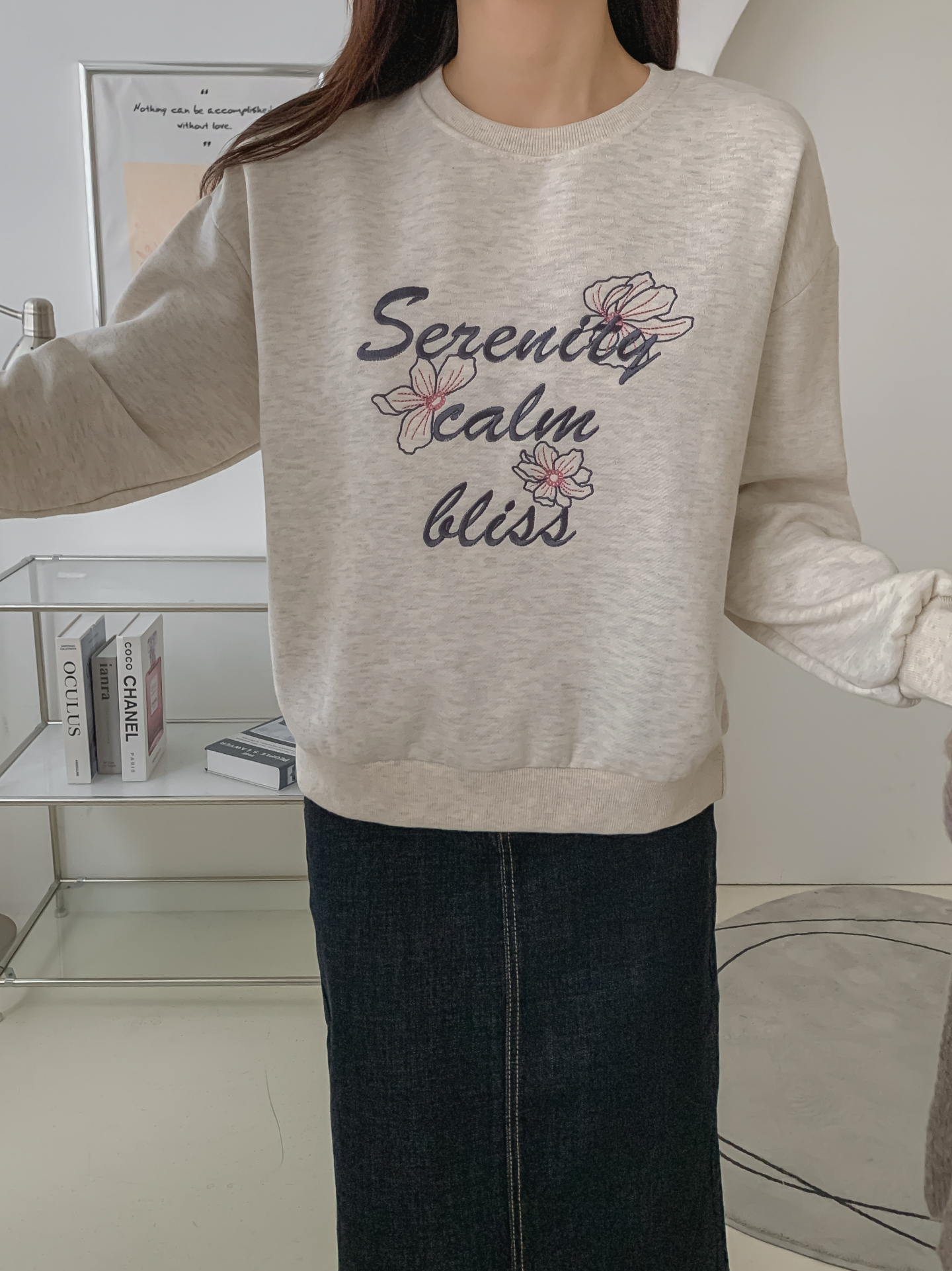 ラウンドネック長袖刺繍スウェット | 詳細画像25