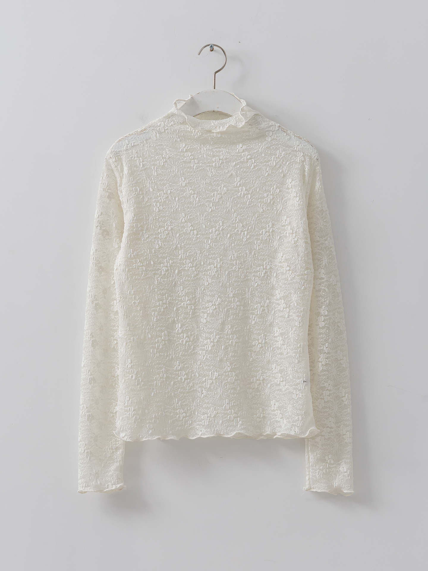 シースルースリム長袖レースTシャツ | 詳細画像2