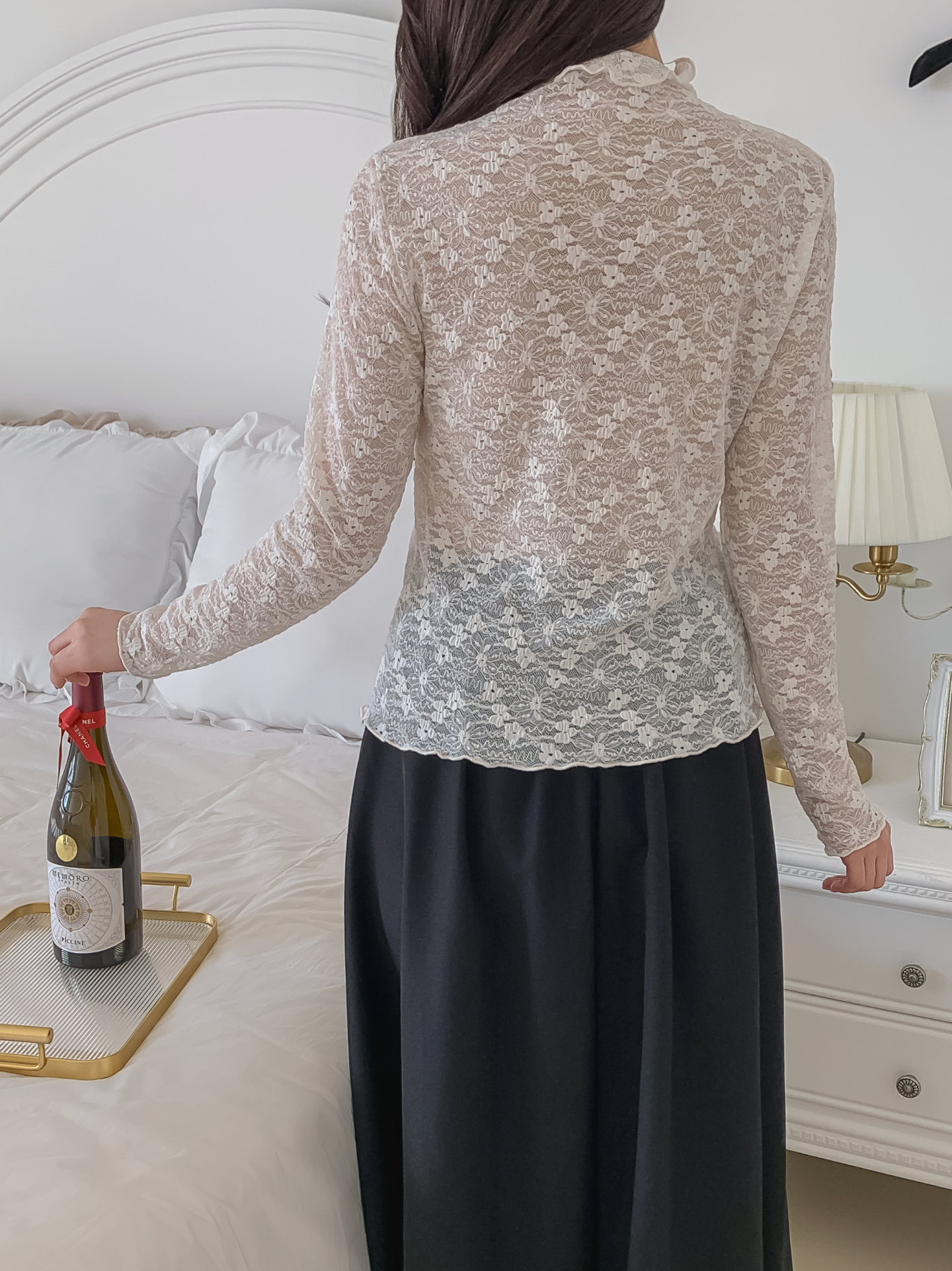 シースルースリム長袖レースTシャツ | 詳細画像5