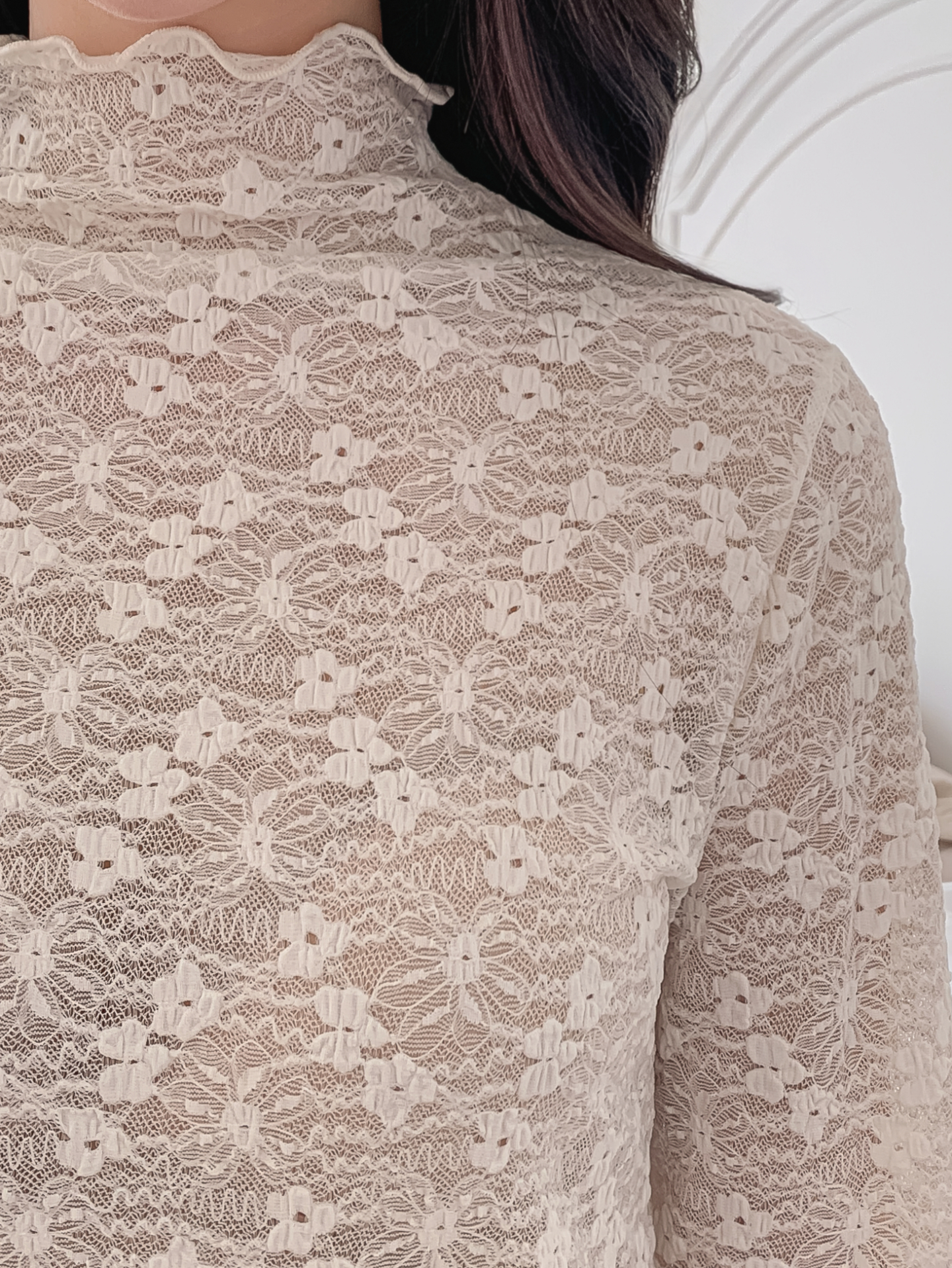 シースルースリム長袖レースTシャツ | 詳細画像8