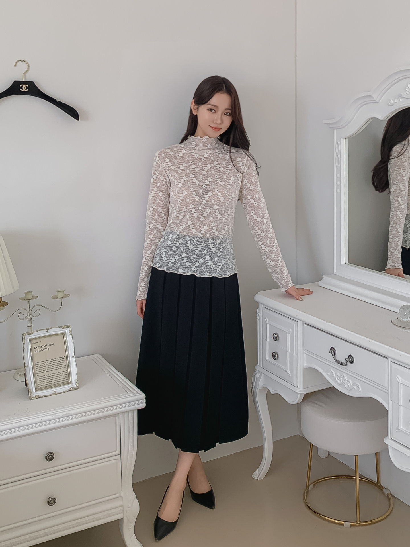 シースルースリム長袖レースTシャツ | 詳細画像10