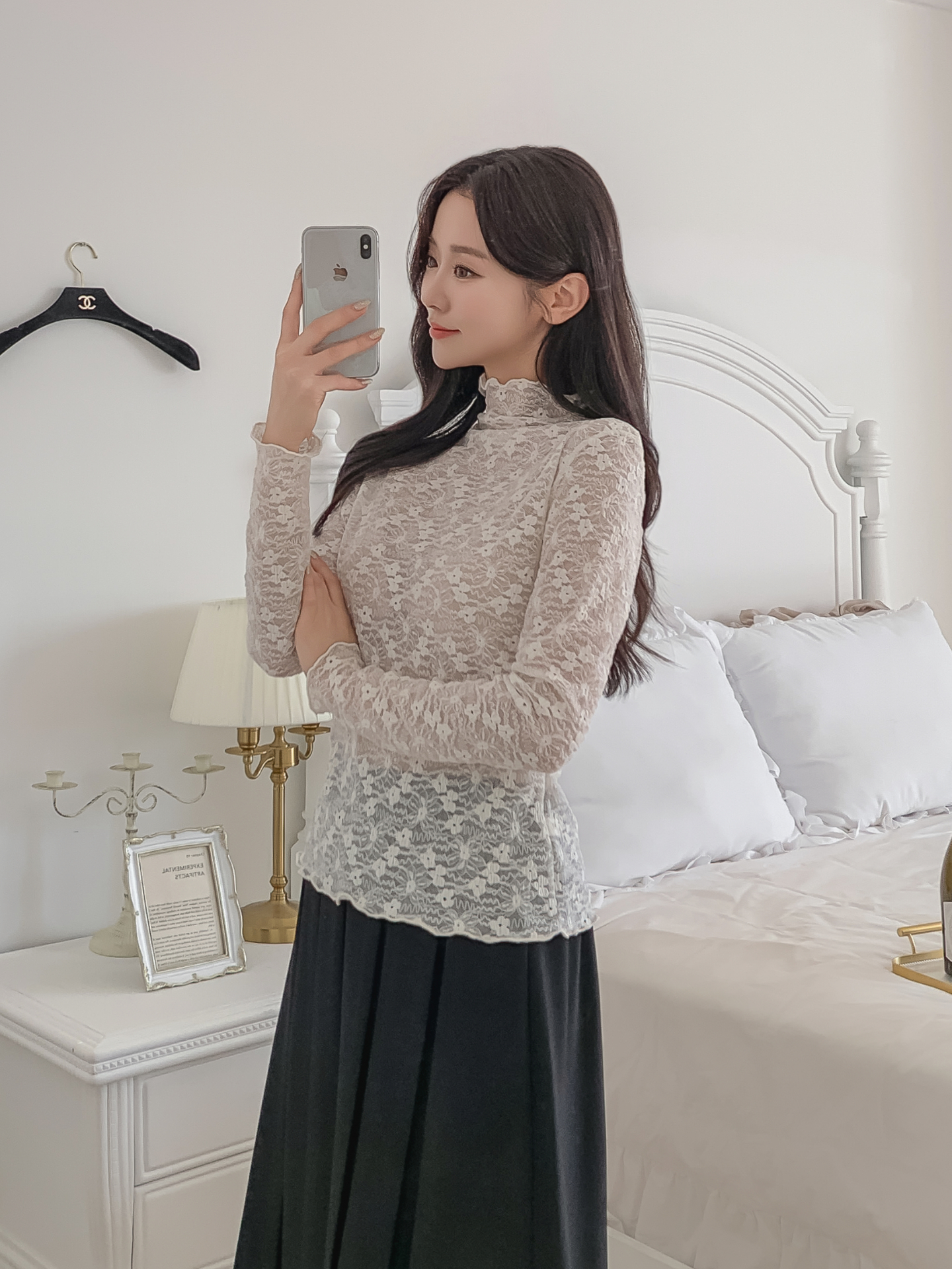 シースルースリム長袖レースTシャツ | 詳細画像19