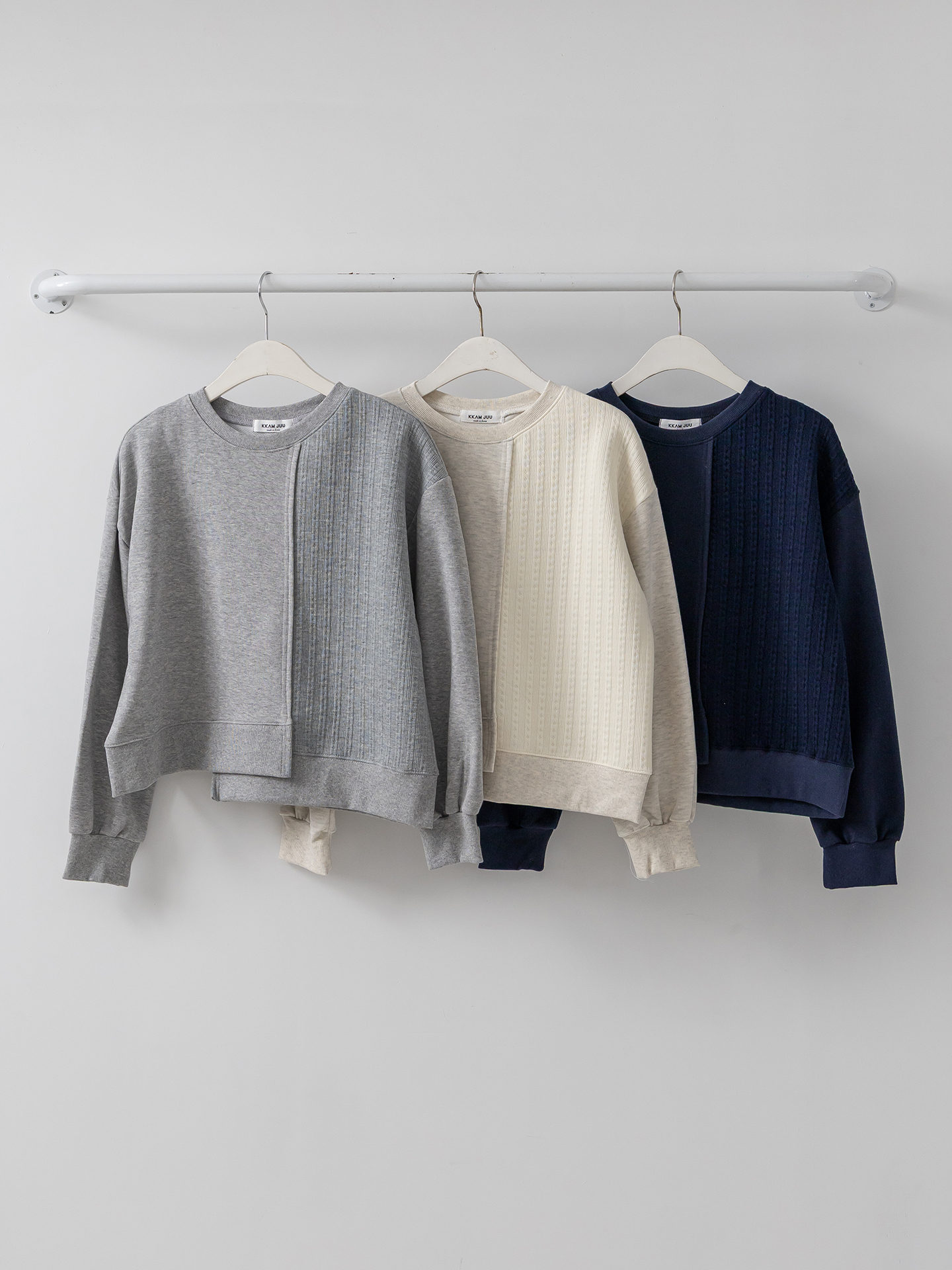 ニットコンビラウンドネックルーズ長袖スウェット | 詳細画像2