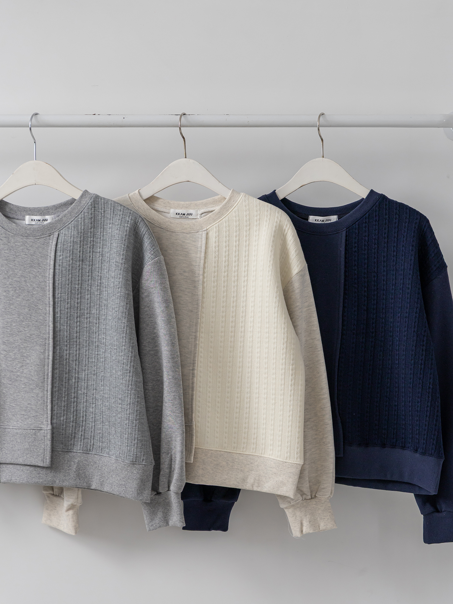 ニットコンビラウンドネックルーズ長袖スウェット | 詳細画像3