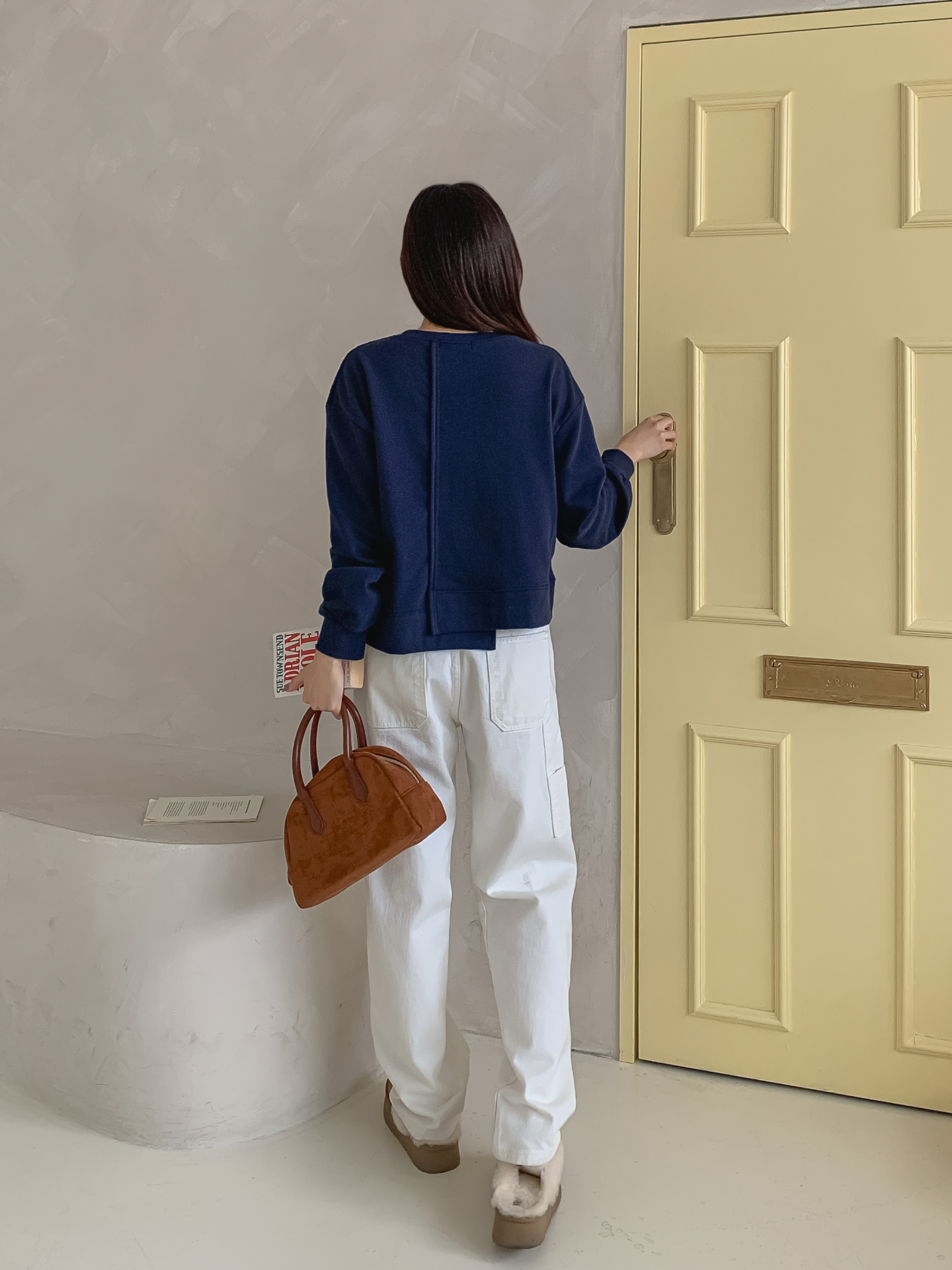 ニットコンビラウンドネックルーズ長袖スウェット | 詳細画像11