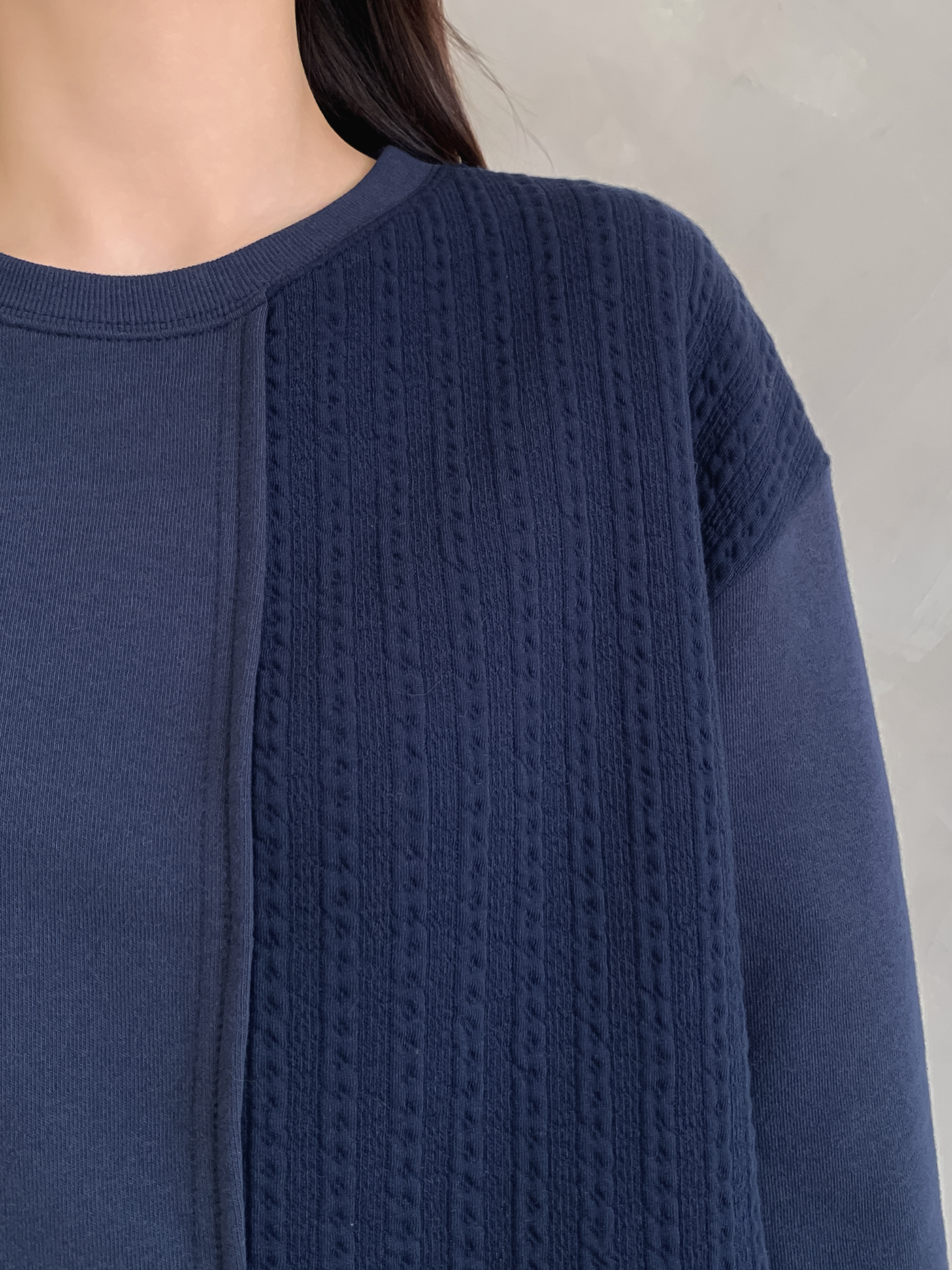 ニットコンビラウンドネックルーズ長袖スウェット | 詳細画像15