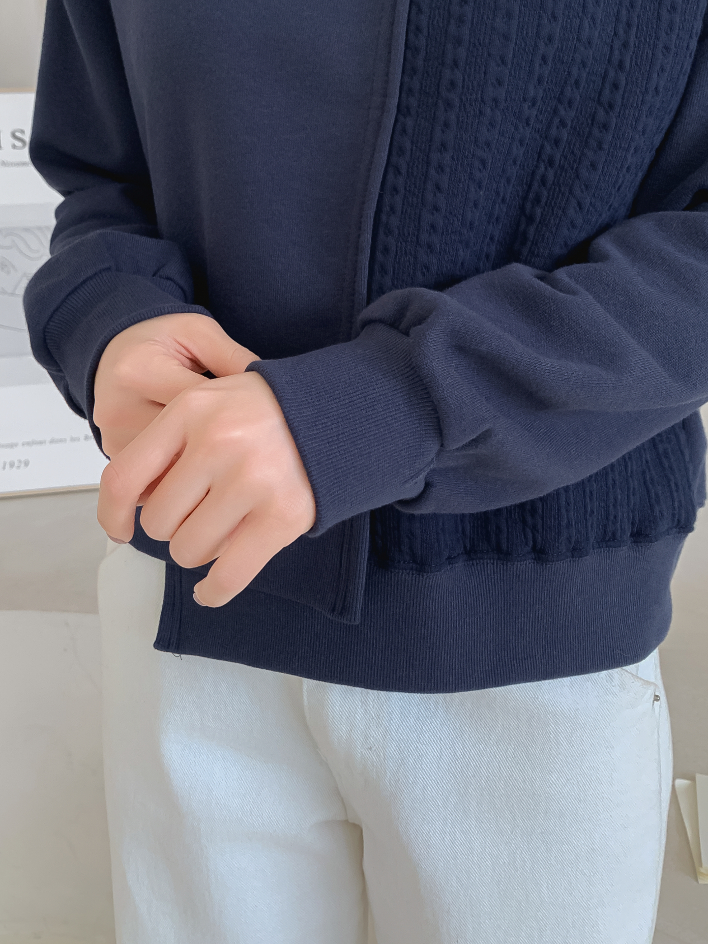 ニットコンビラウンドネックルーズ長袖スウェット | 詳細画像16