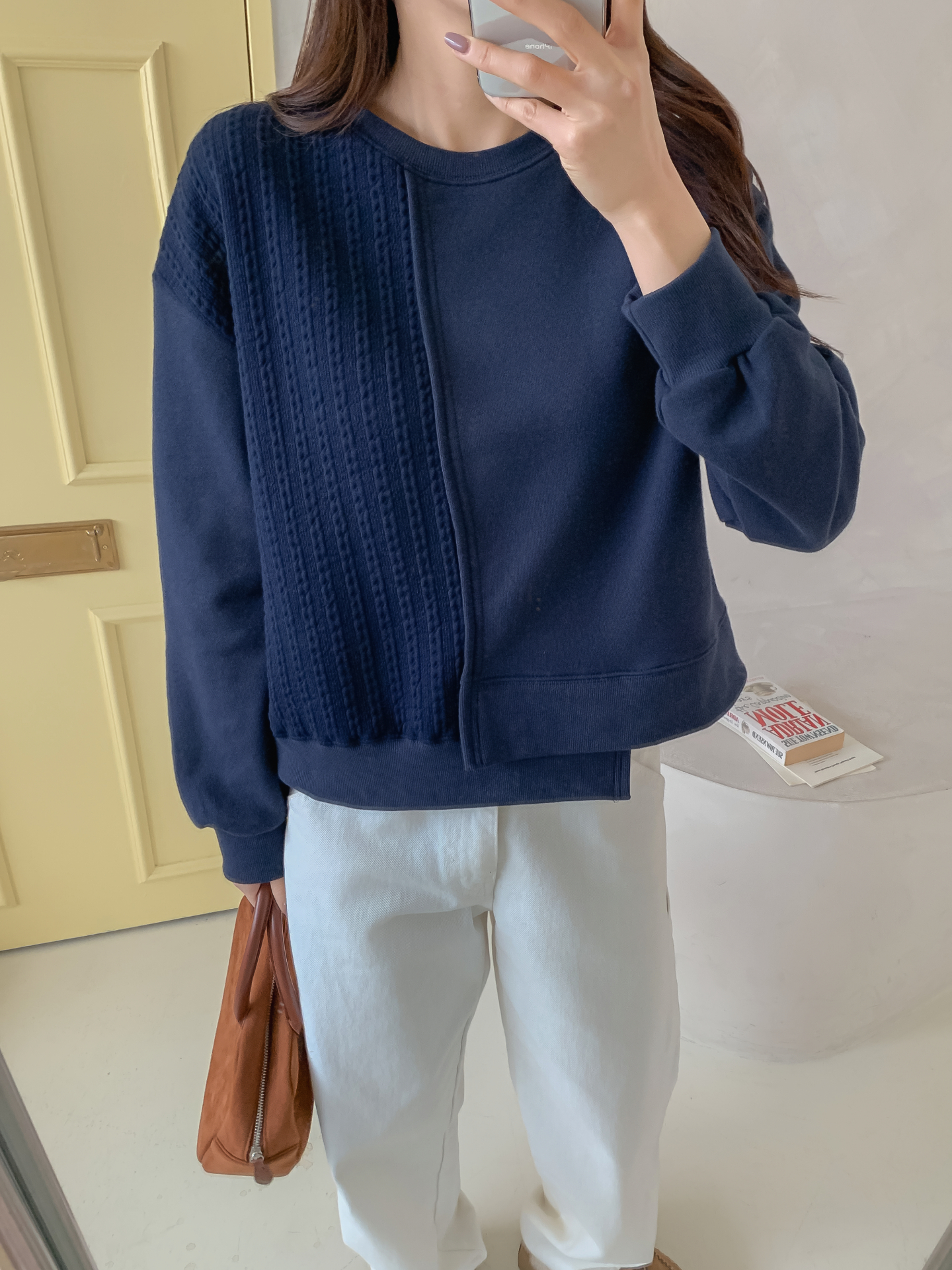 ニットコンビラウンドネックルーズ長袖スウェット | 詳細画像20