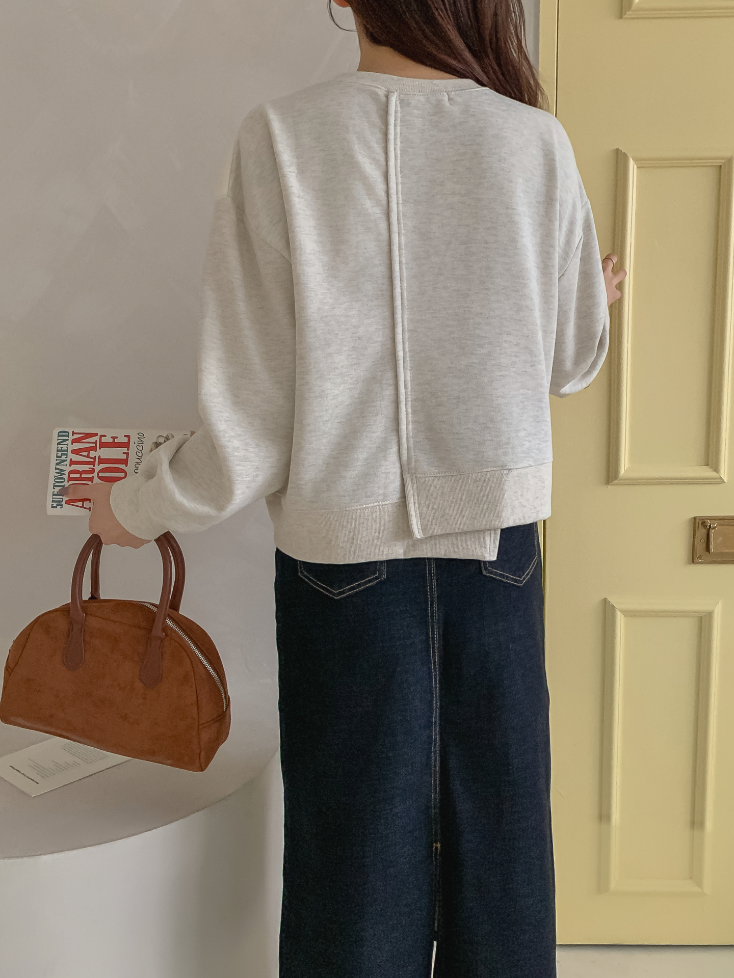 ニットコンビラウンドネックルーズ長袖スウェット | 詳細画像25