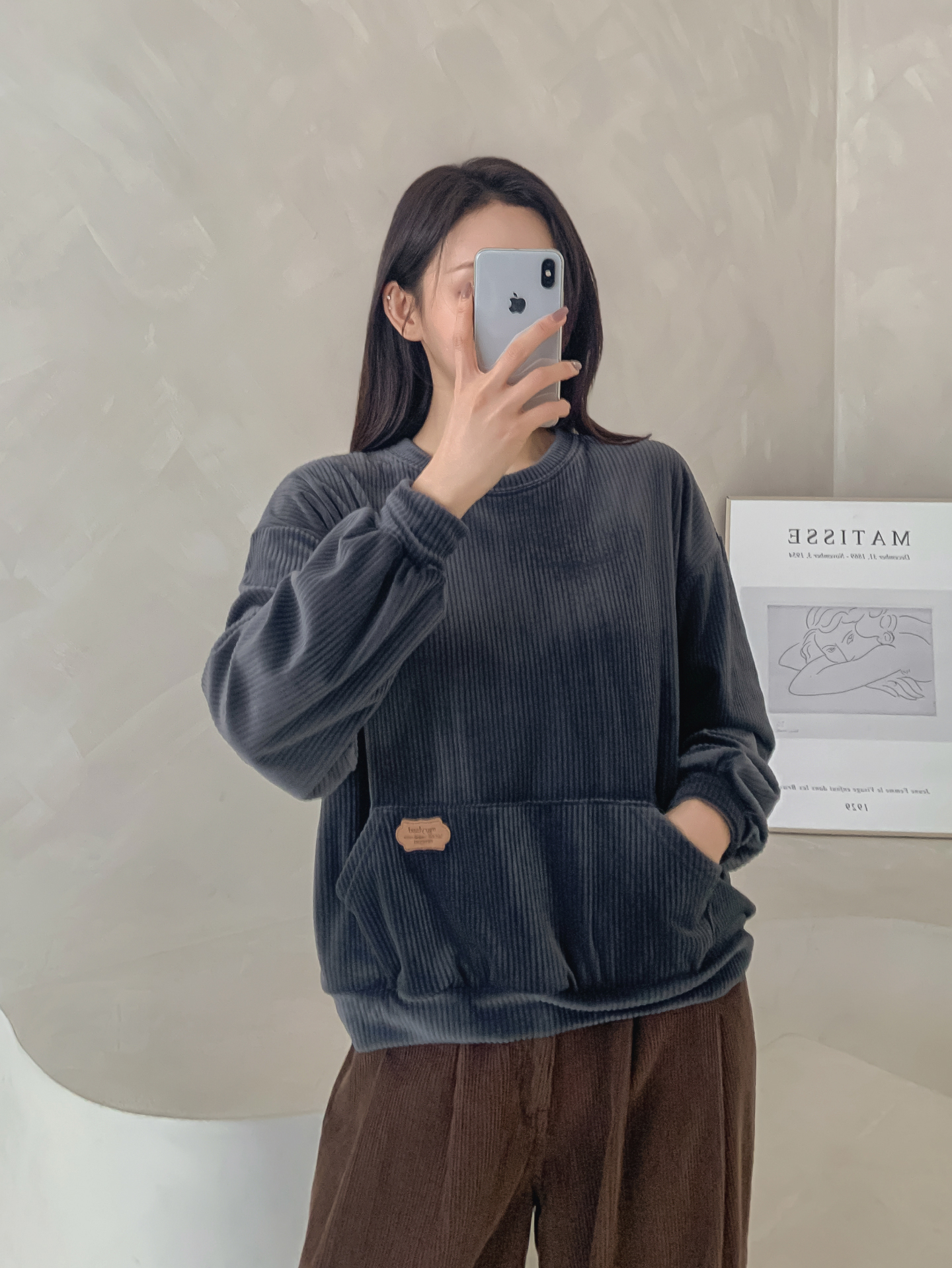 ベロアラウンドネックルーズ長袖スウェット | 詳細画像11