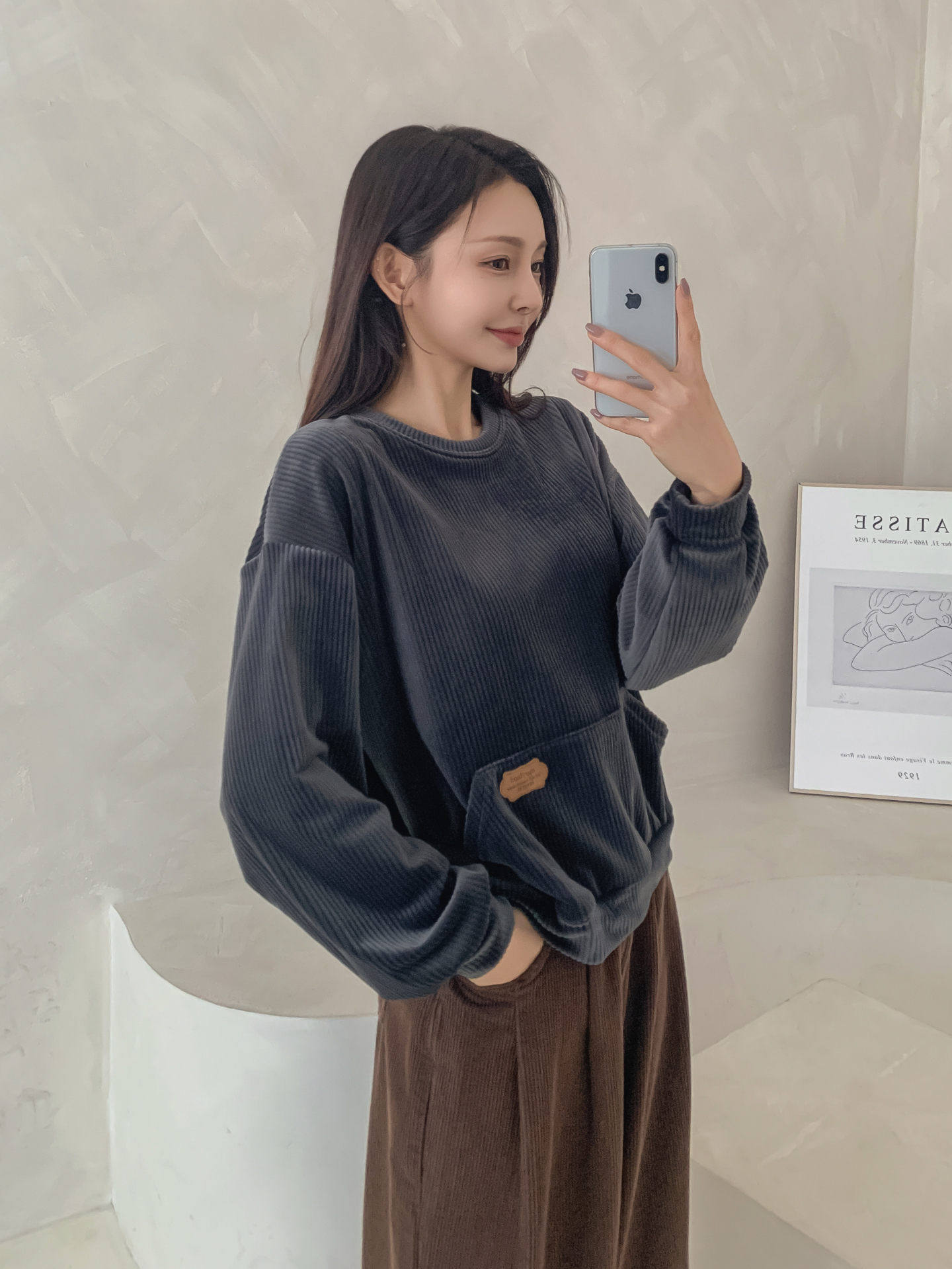 ベロアラウンドネックルーズ長袖スウェット | 詳細画像12