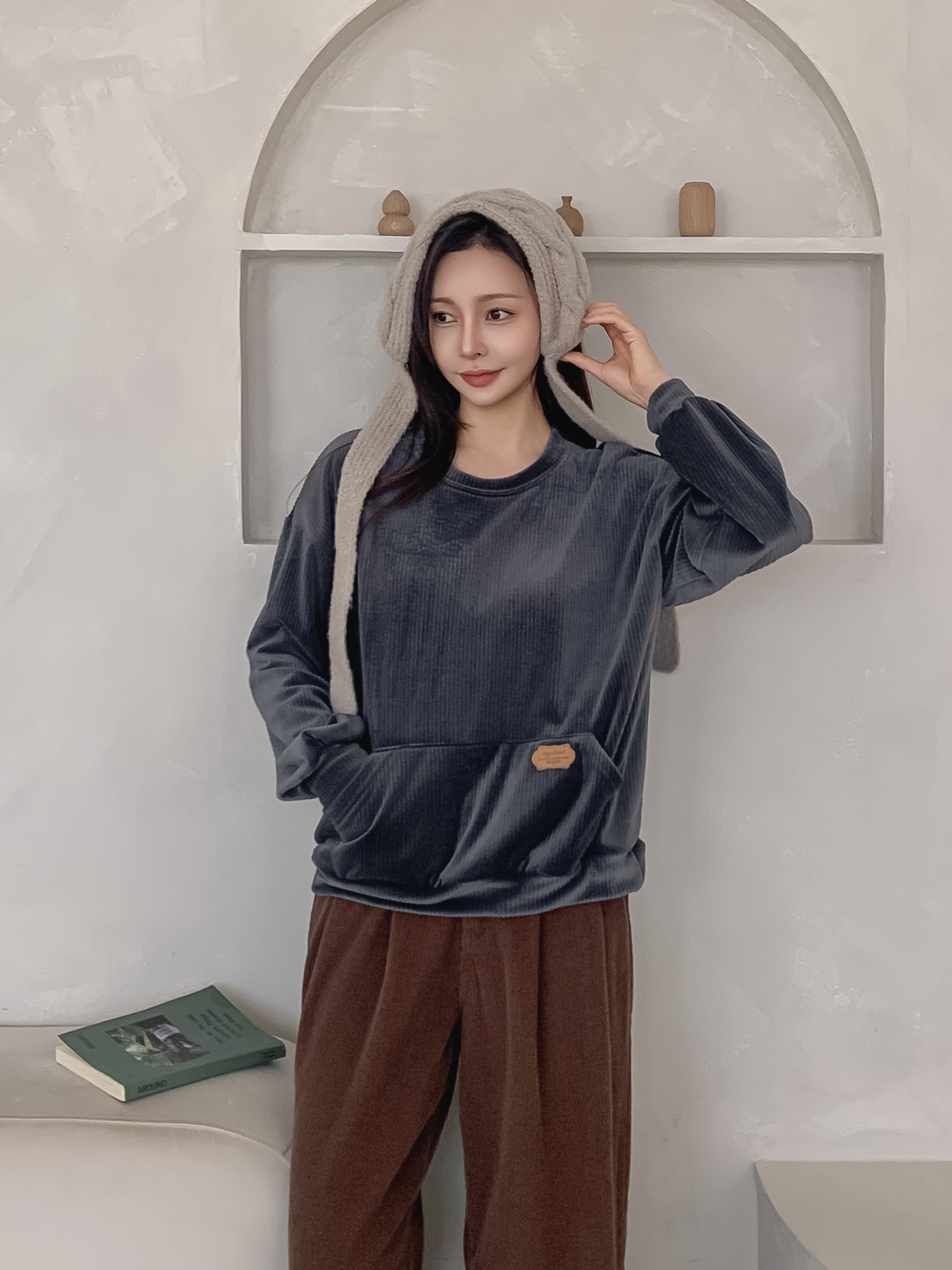 ベロアラウンドネックルーズ長袖スウェット | 詳細画像14