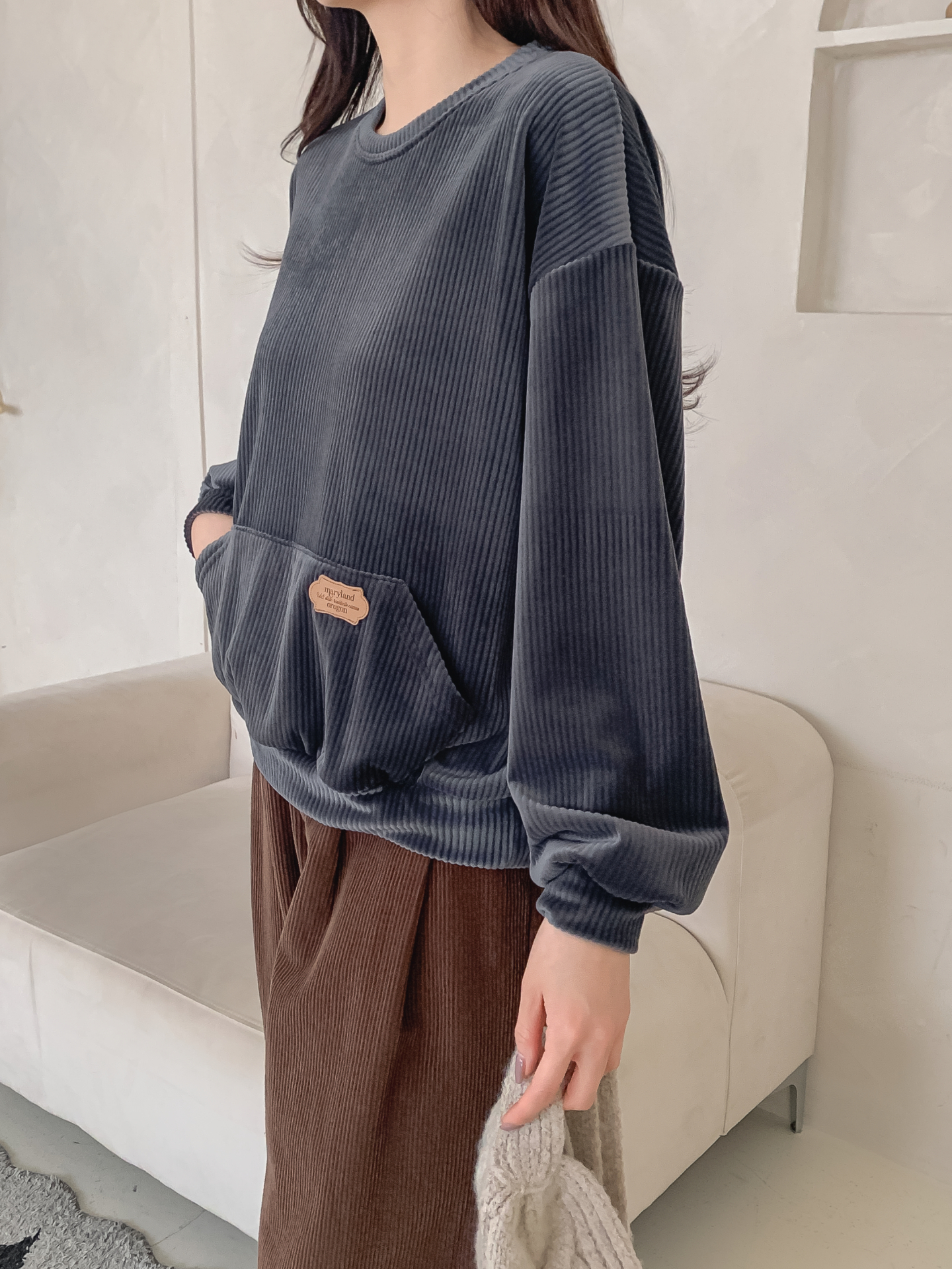 ベロアラウンドネックルーズ長袖スウェット | 詳細画像28