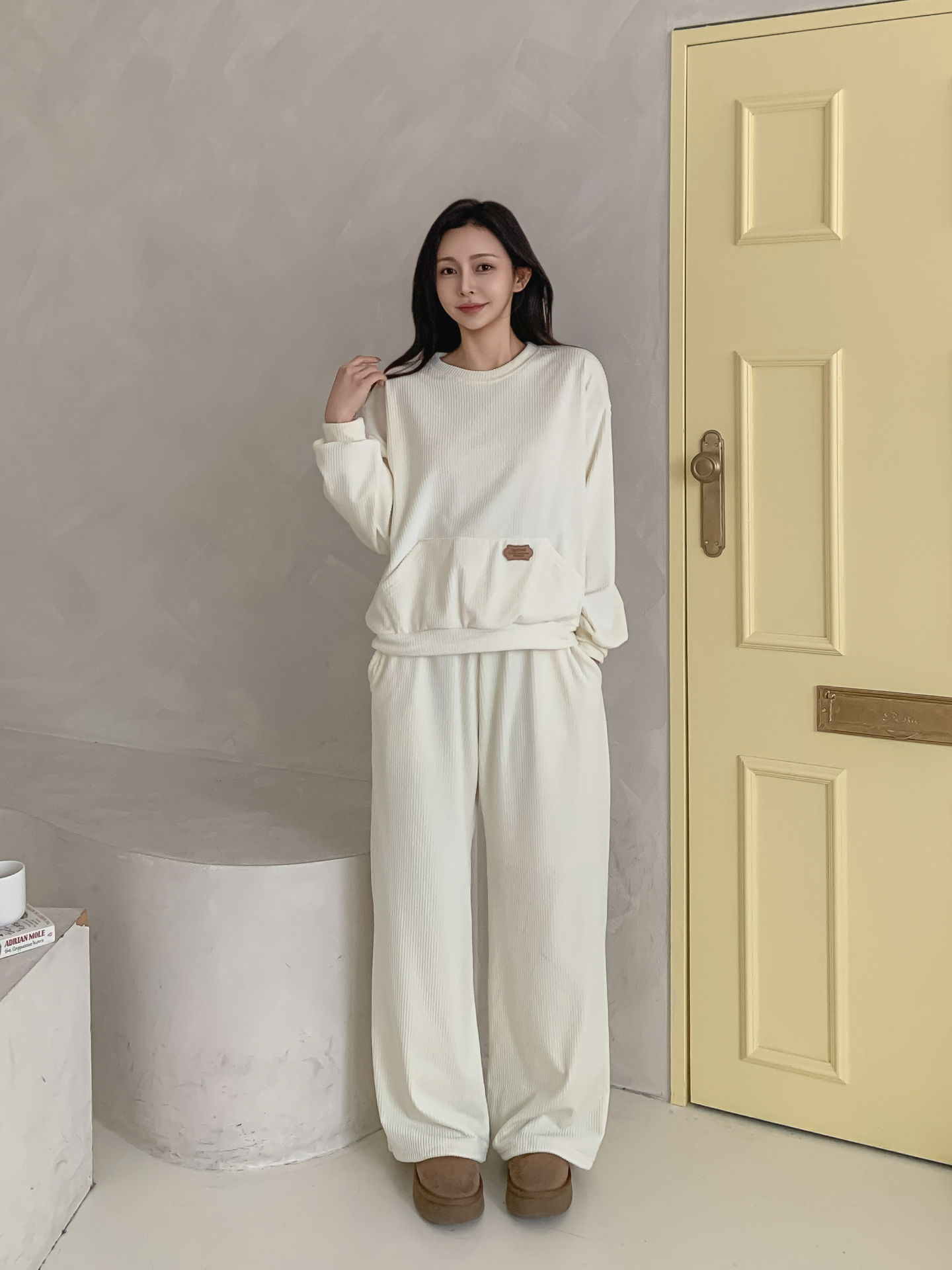 ファー裏地ベロアウエストゴムワイドパンツトレーニング | 詳細画像4