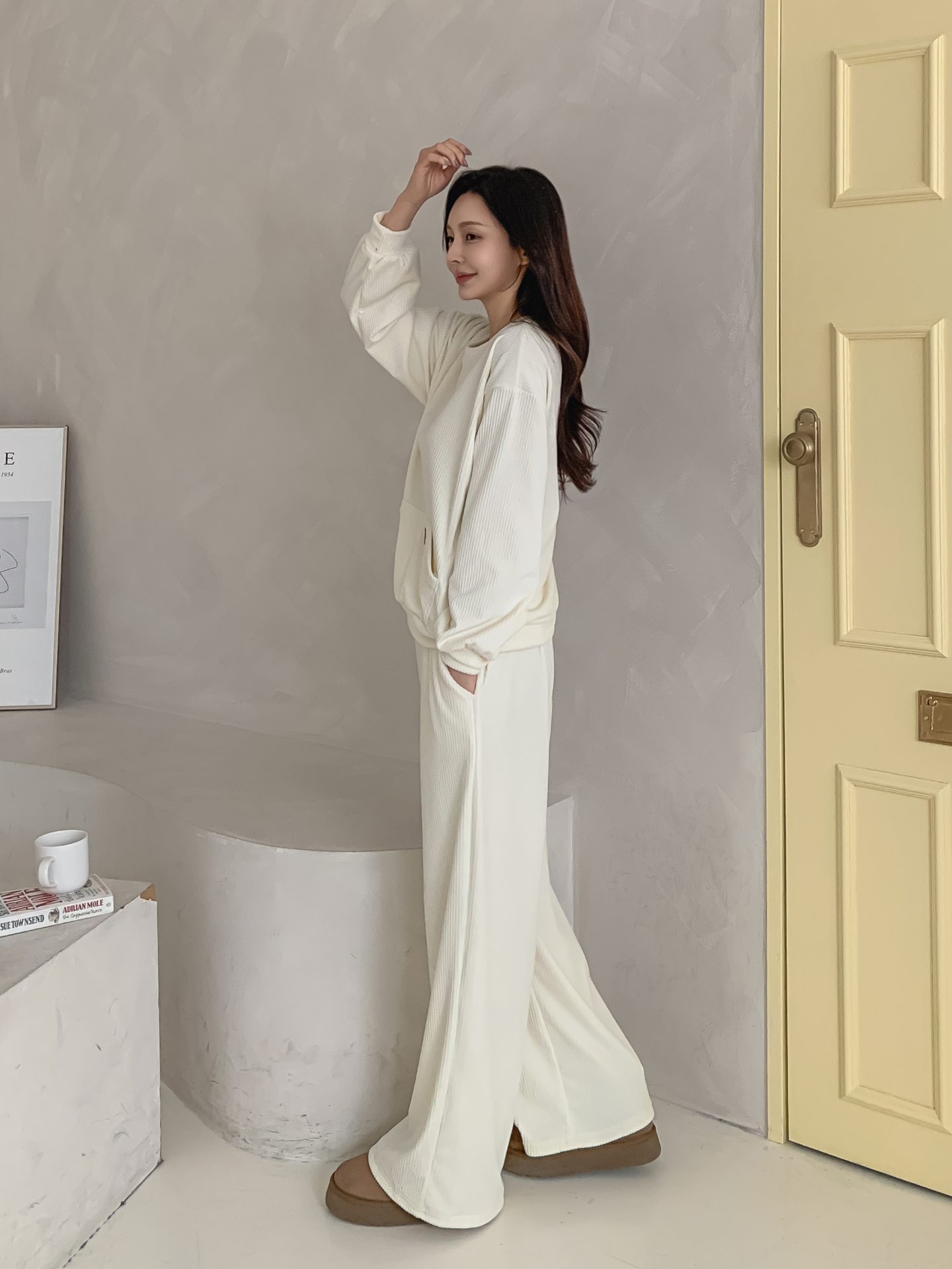 ファー裏地ベロアウエストゴムワイドパンツトレーニング | 詳細画像6