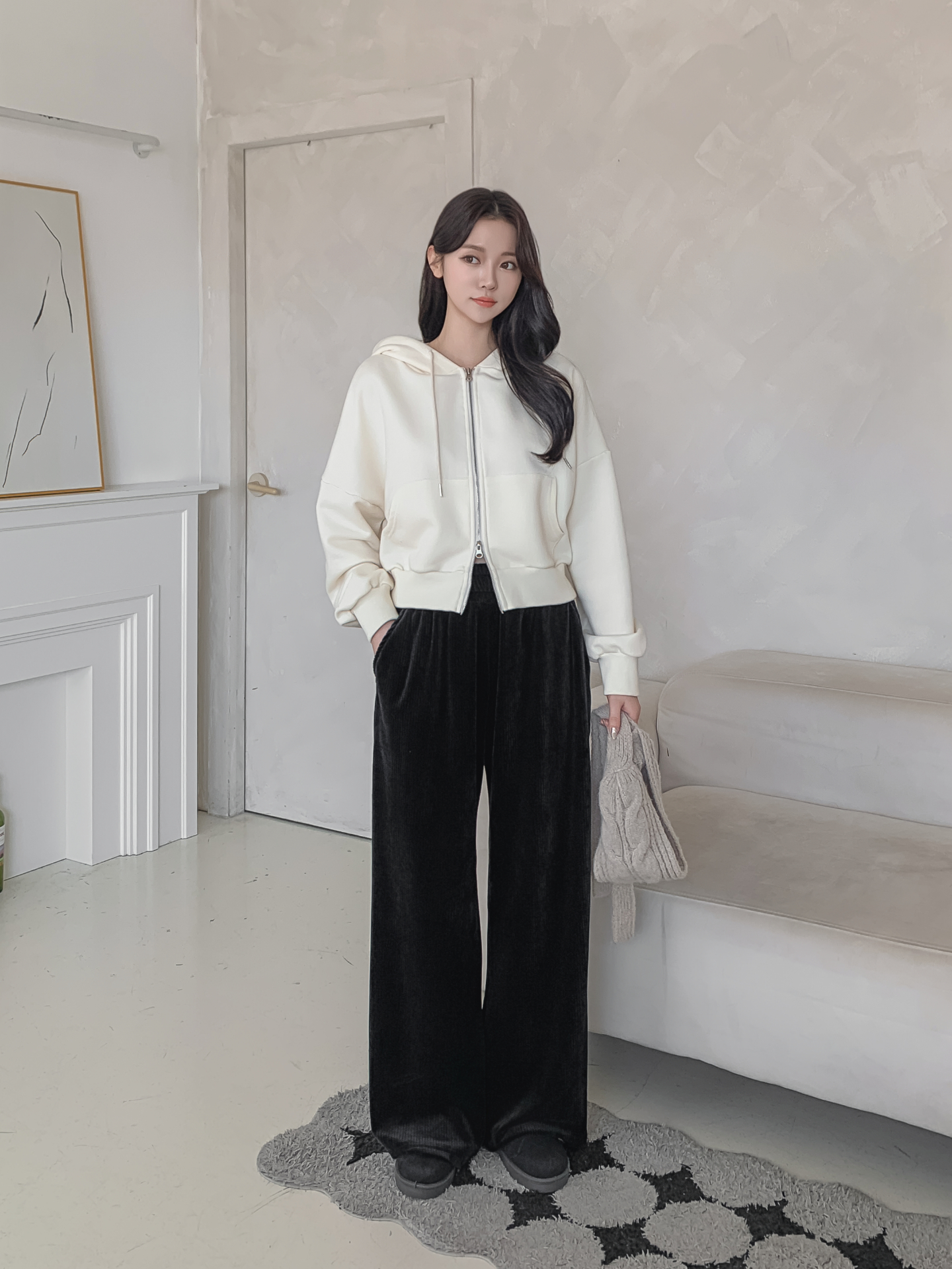 ファー裏地ベロアウエストゴムワイドパンツトレーニング | 詳細画像8