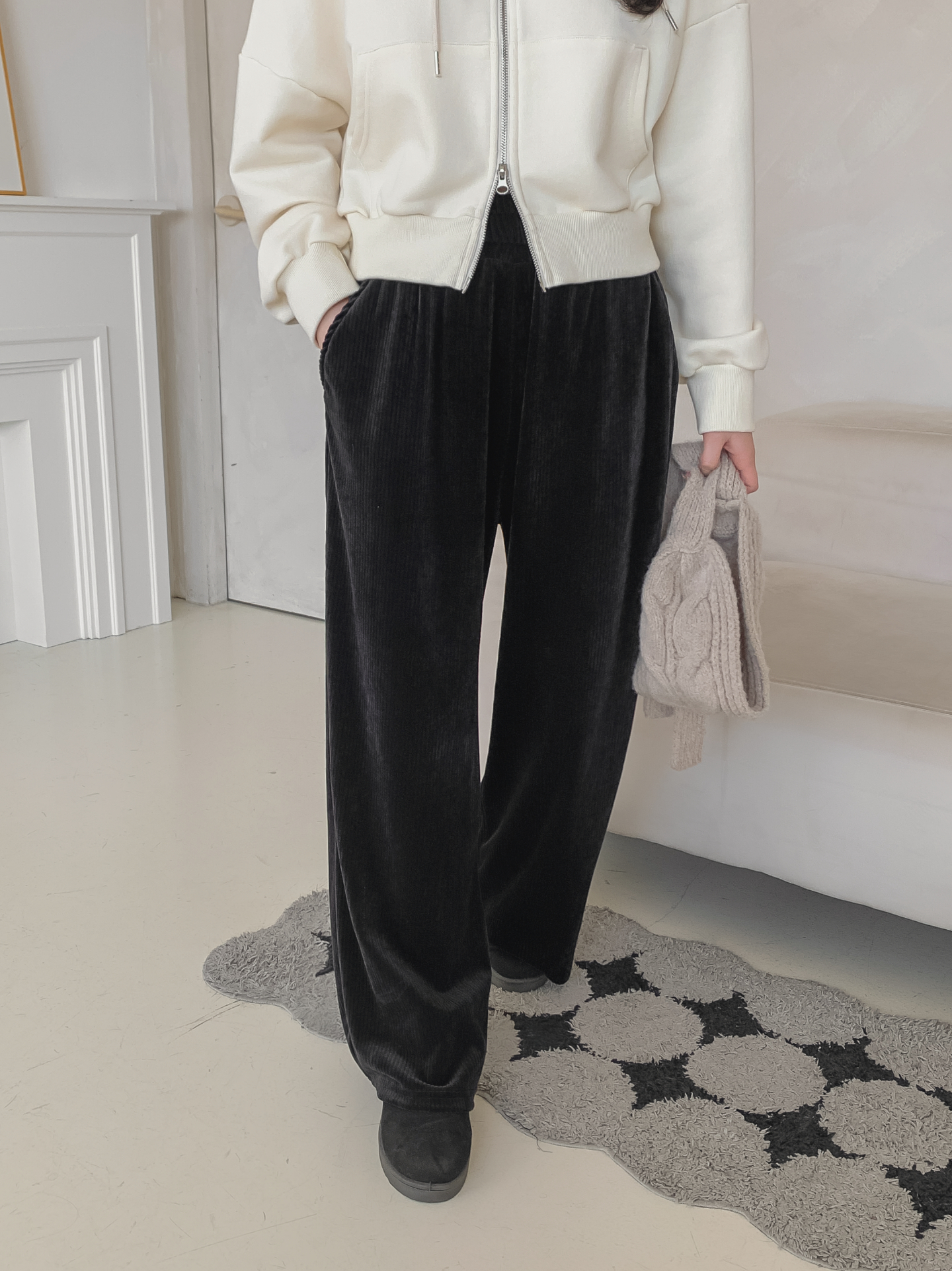 ファー裏地ベロアウエストゴムワイドパンツトレーニング | 詳細画像21