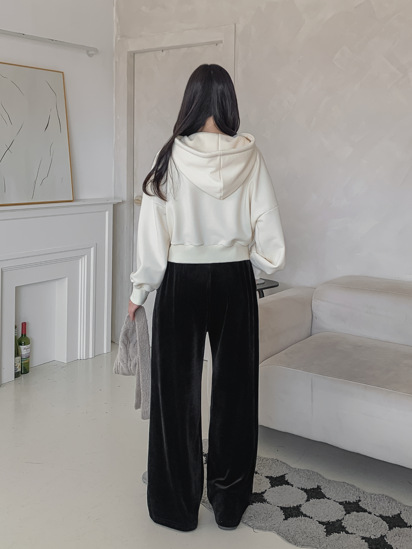 ファー裏地ベロアウエストゴムワイドパンツトレーニング | 詳細画像9