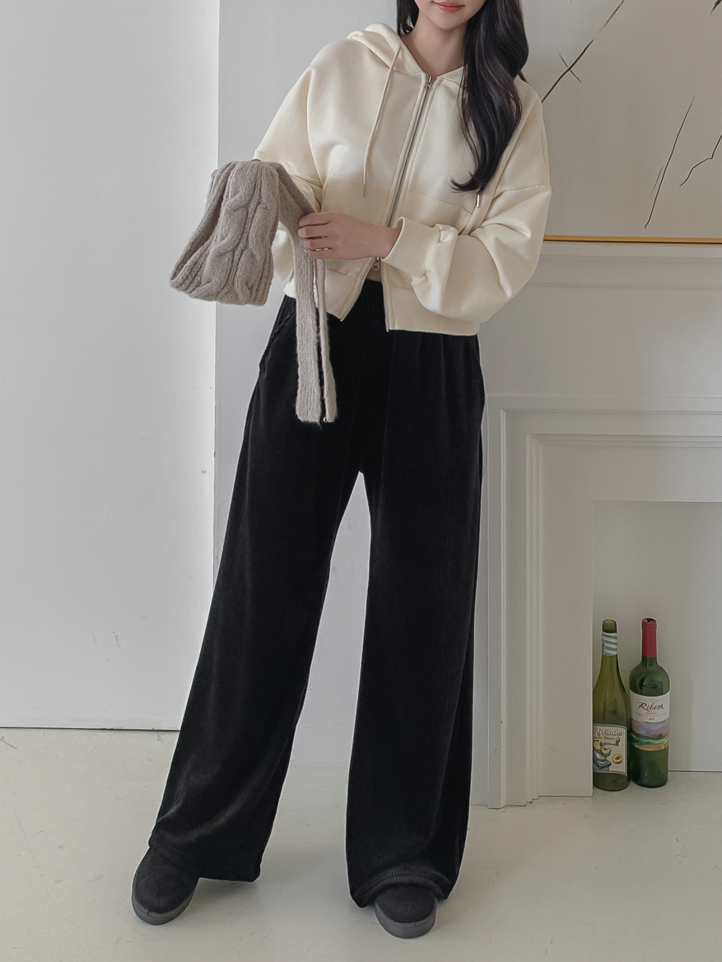 ファー裏地ベロアウエストゴムワイドパンツトレーニング | 詳細画像12