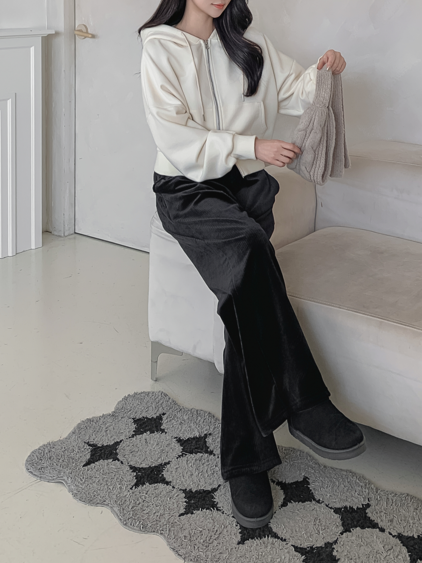 ファー裏地ベロアウエストゴムワイドパンツトレーニング | 詳細画像13