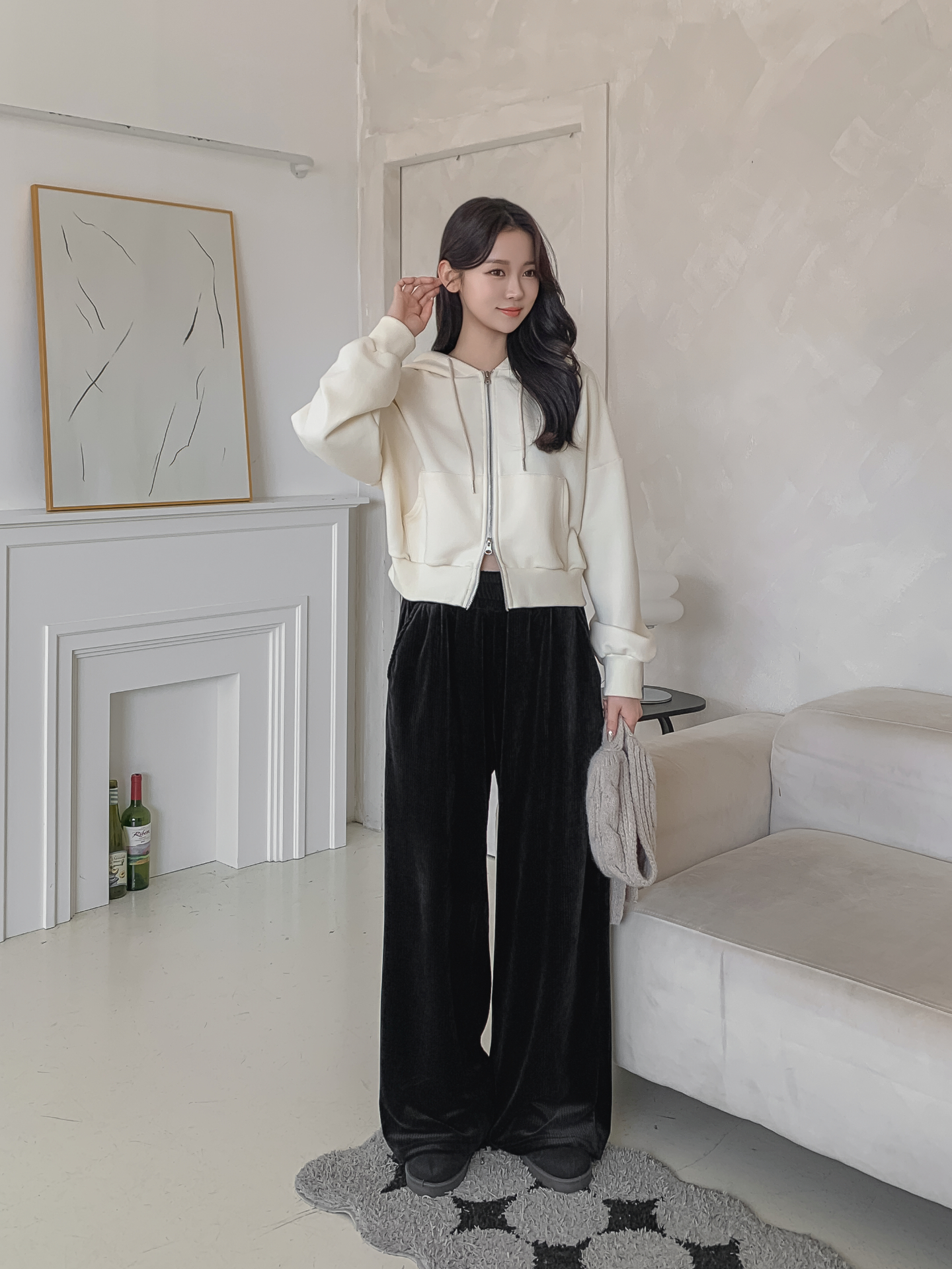 ファー裏地ベロアウエストゴムワイドパンツトレーニング | 詳細画像14