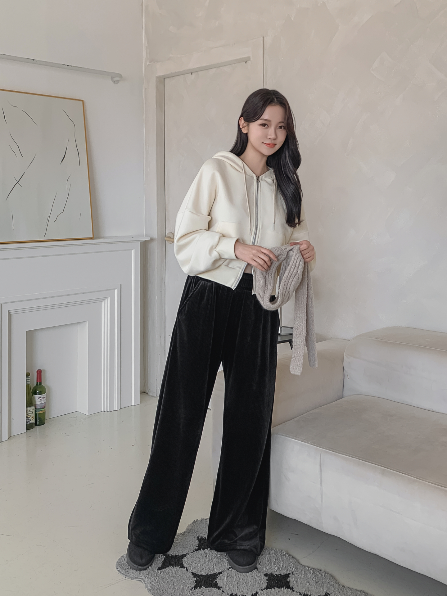 ファー裏地ベロアウエストゴムワイドパンツトレーニング | 詳細画像15