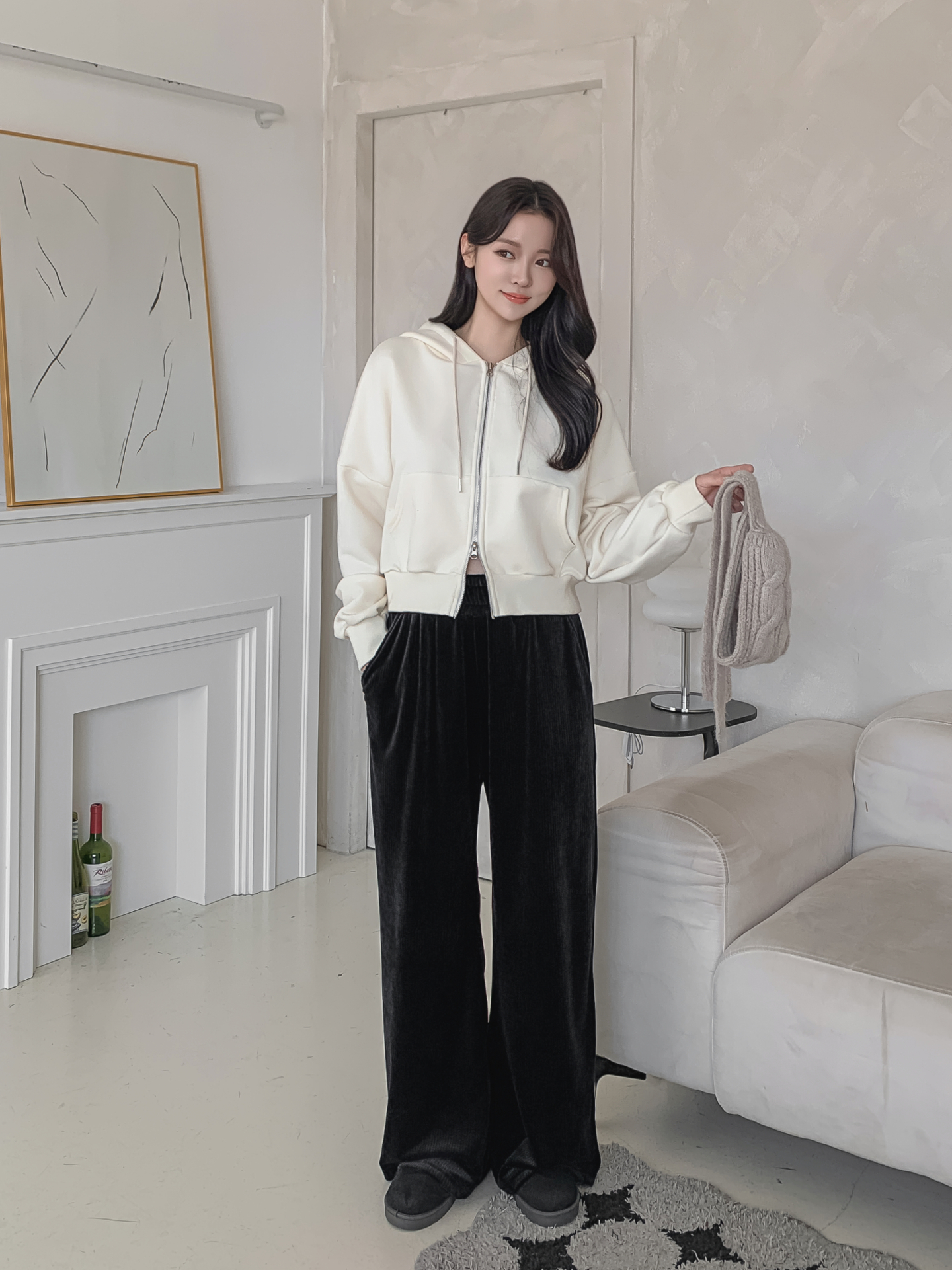 ファー裏地ベロアウエストゴムワイドパンツトレーニング | 詳細画像16